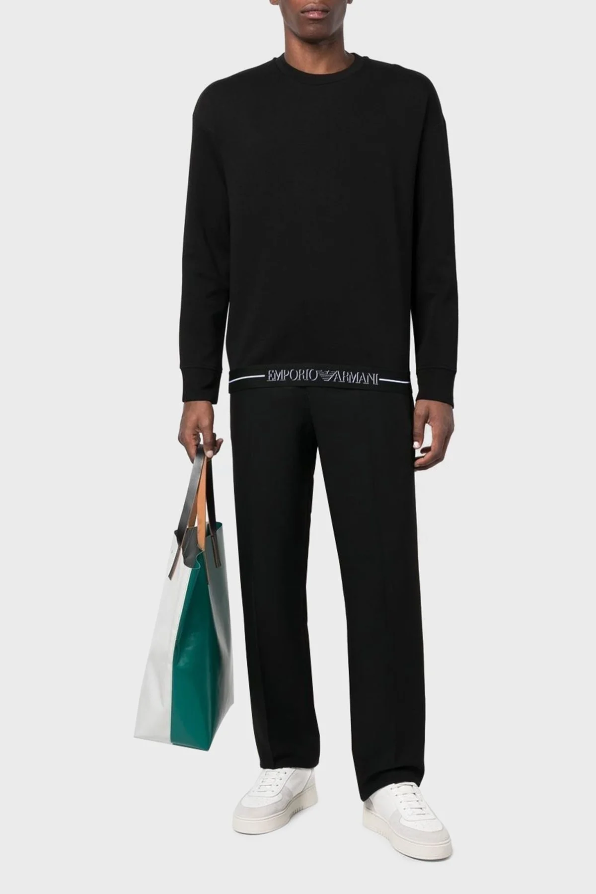 Emporio Armani Logolu Regular Fit Bisiklet Yaka Pamuklu Erkek Sweat 6L1MM4 1JHSZ 0999 SİYAH - 5