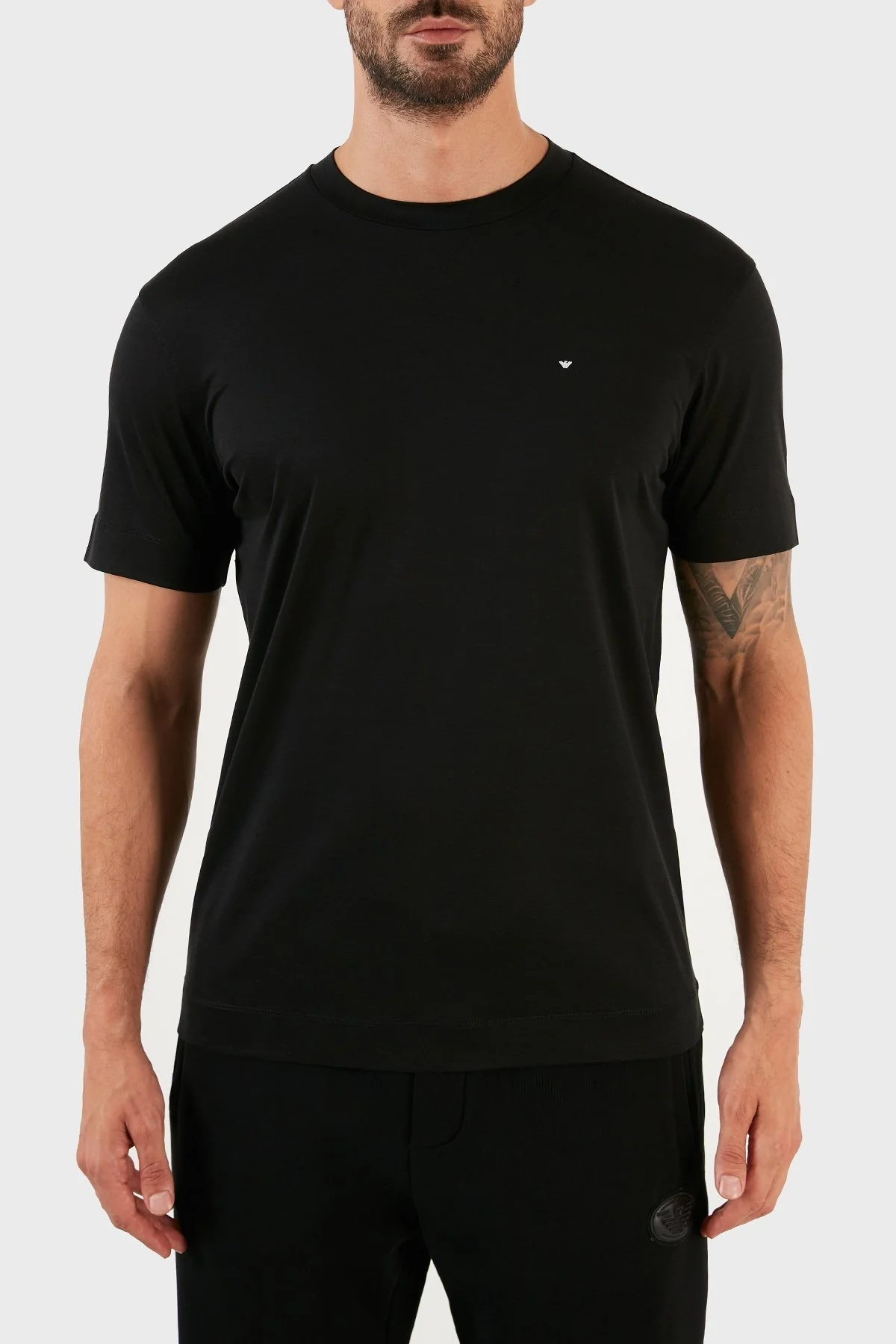 Emporio Armani Logolu Regular Fit Bisiklet Yaka Pamuklu Erkek T Shirt 6L1TCZ 1JUVZ 0013 SİYAH - 1