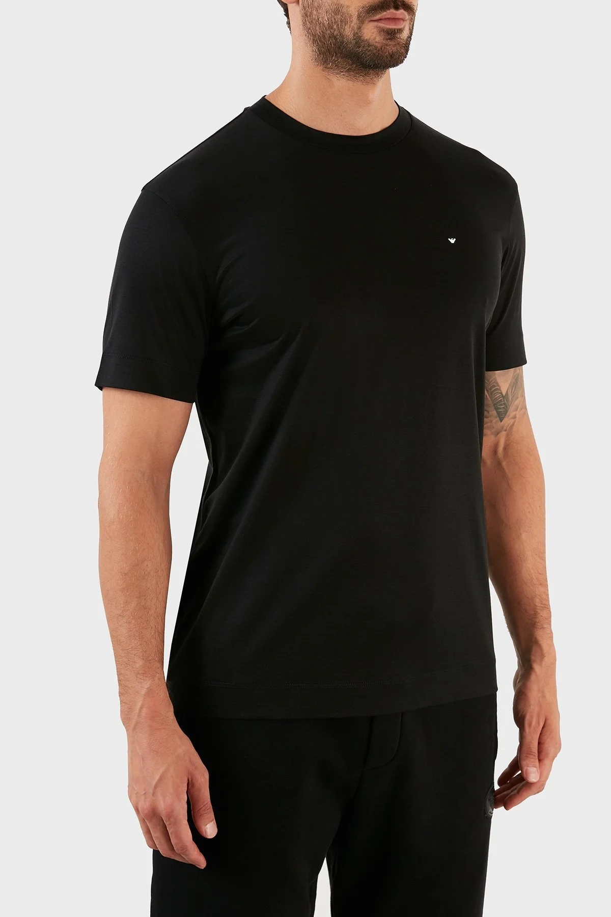 Emporio Armani Logolu Regular Fit Bisiklet Yaka Pamuklu Erkek T Shirt 6L1TCZ 1JUVZ 0013 SİYAH - 4