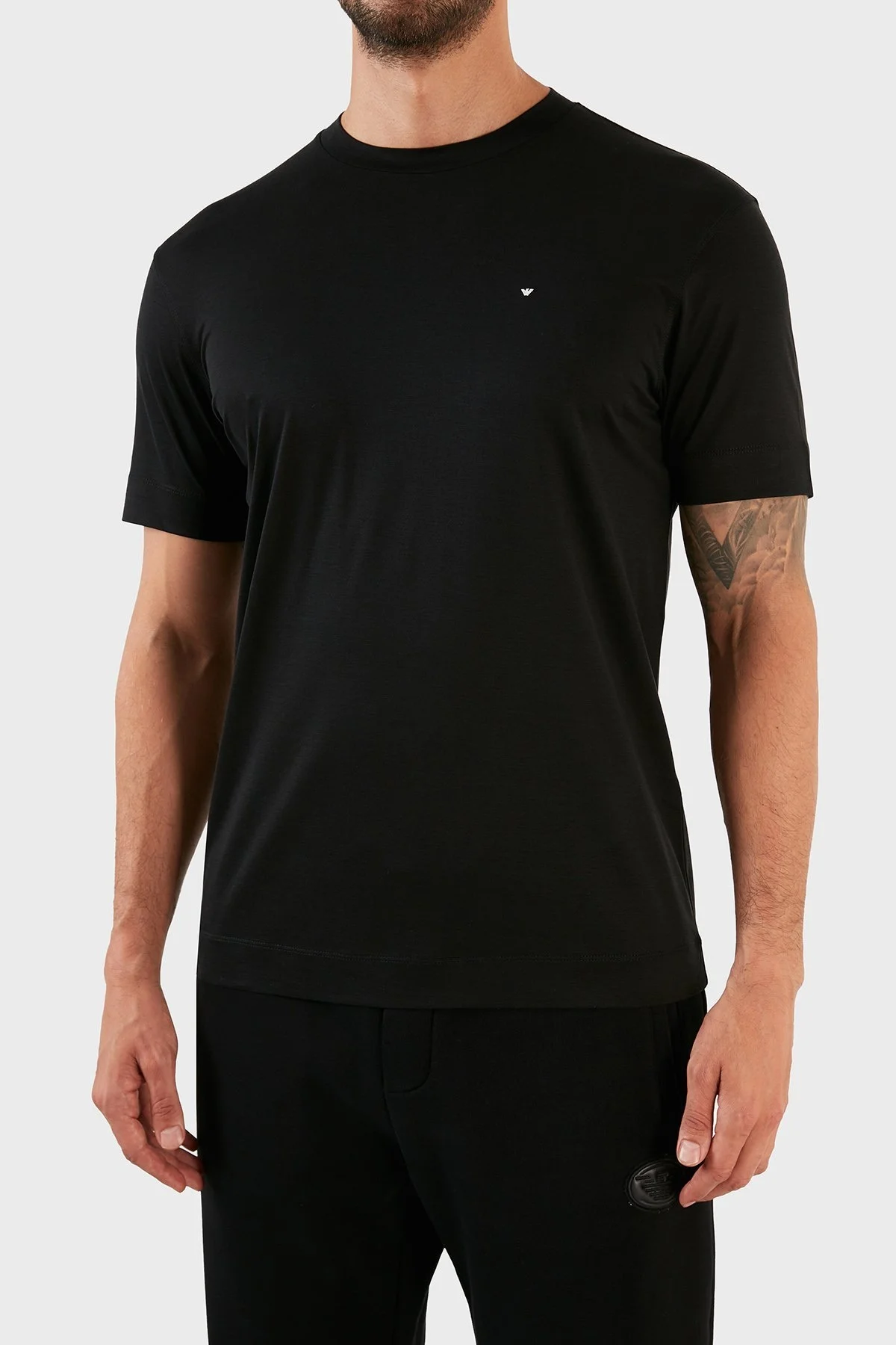 Emporio Armani Logolu Regular Fit Bisiklet Yaka Pamuklu Erkek T Shirt 6L1TCZ 1JUVZ 0013 SİYAH - 6