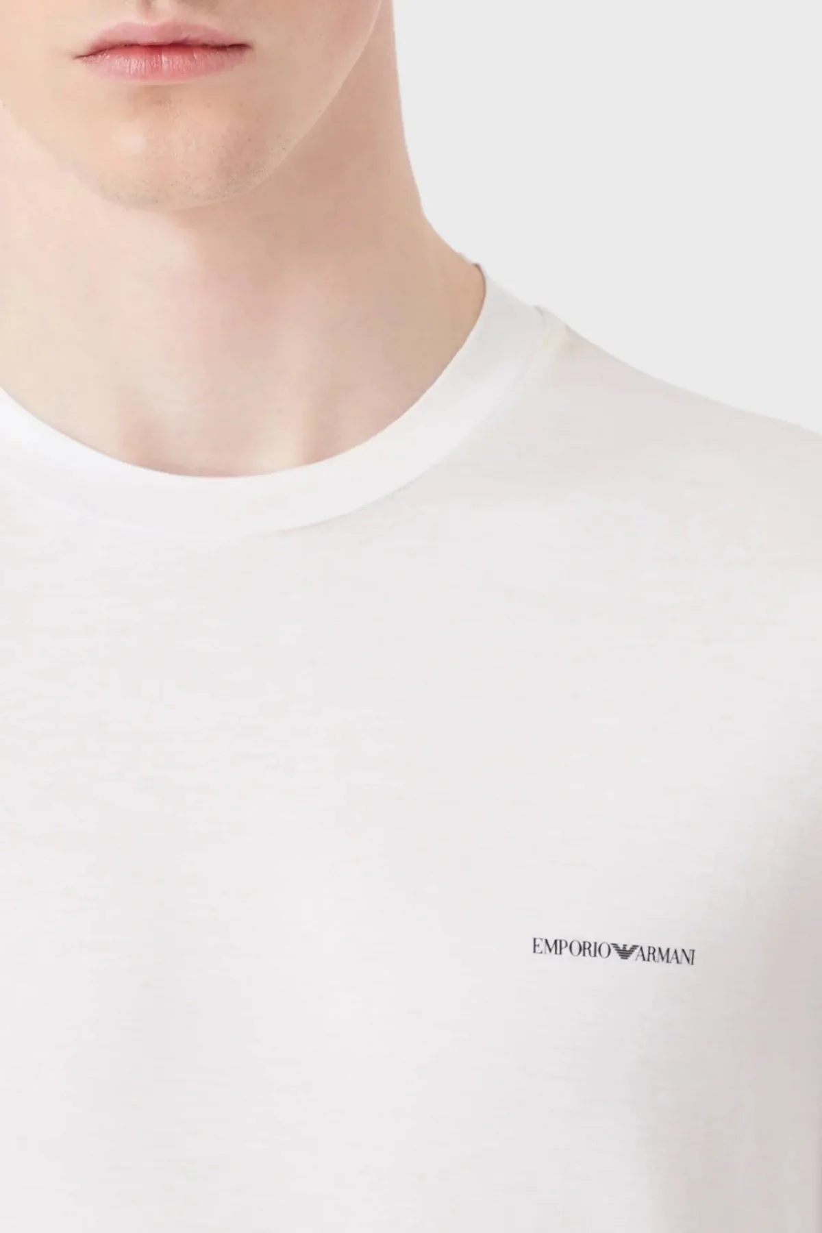 Emporio Armani Logolu Regular Fit Bisiklet Yaka Pamuklu Erkek T Shirt 8N1TD8 1JUVZ 0100 BEYAZ - 3