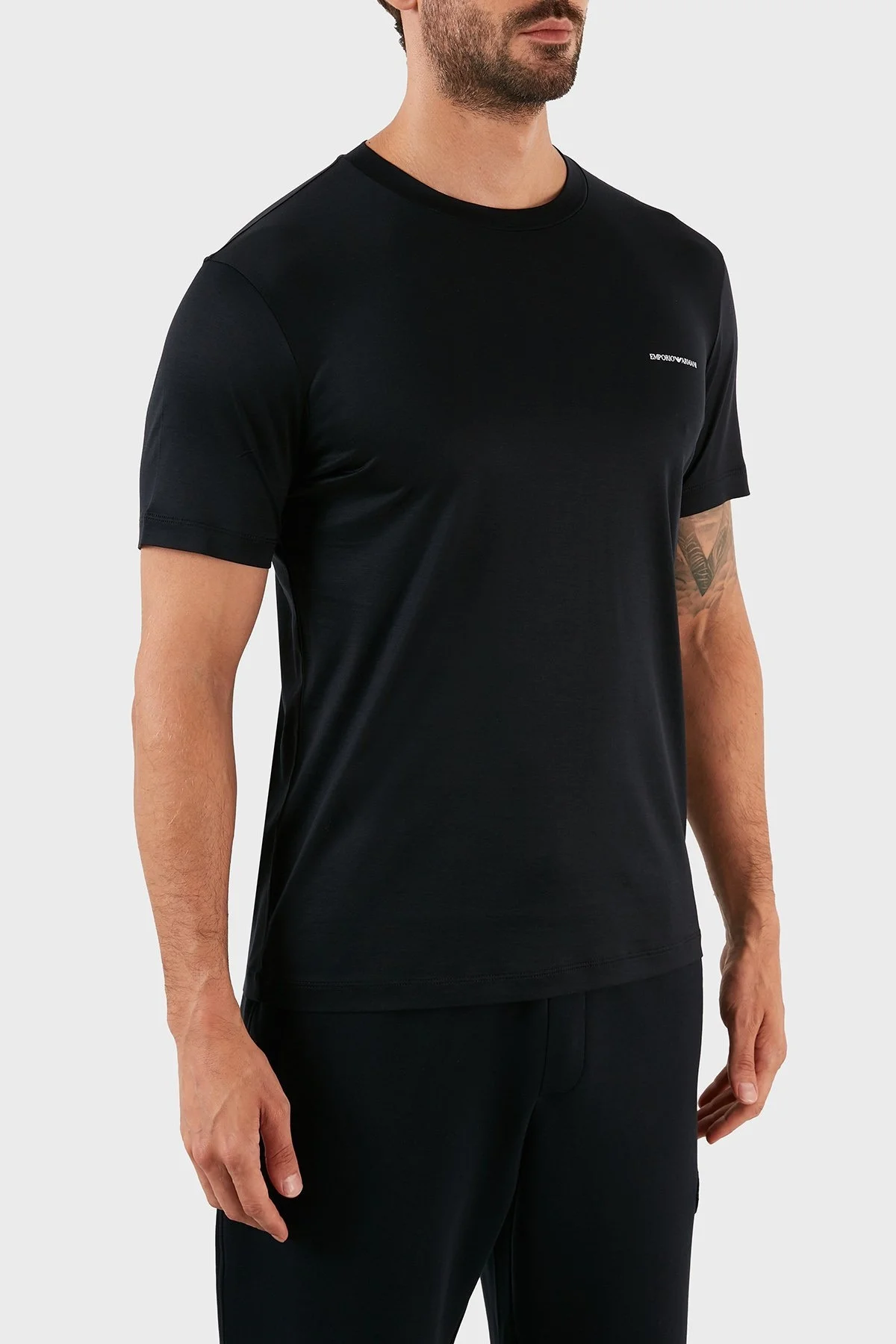 Emporio Armani Logolu Regular Fit Bisiklet Yaka Pamuklu Erkek T Shirt 8N1TD8 1JUVZ 0920 LACİVERT - 4