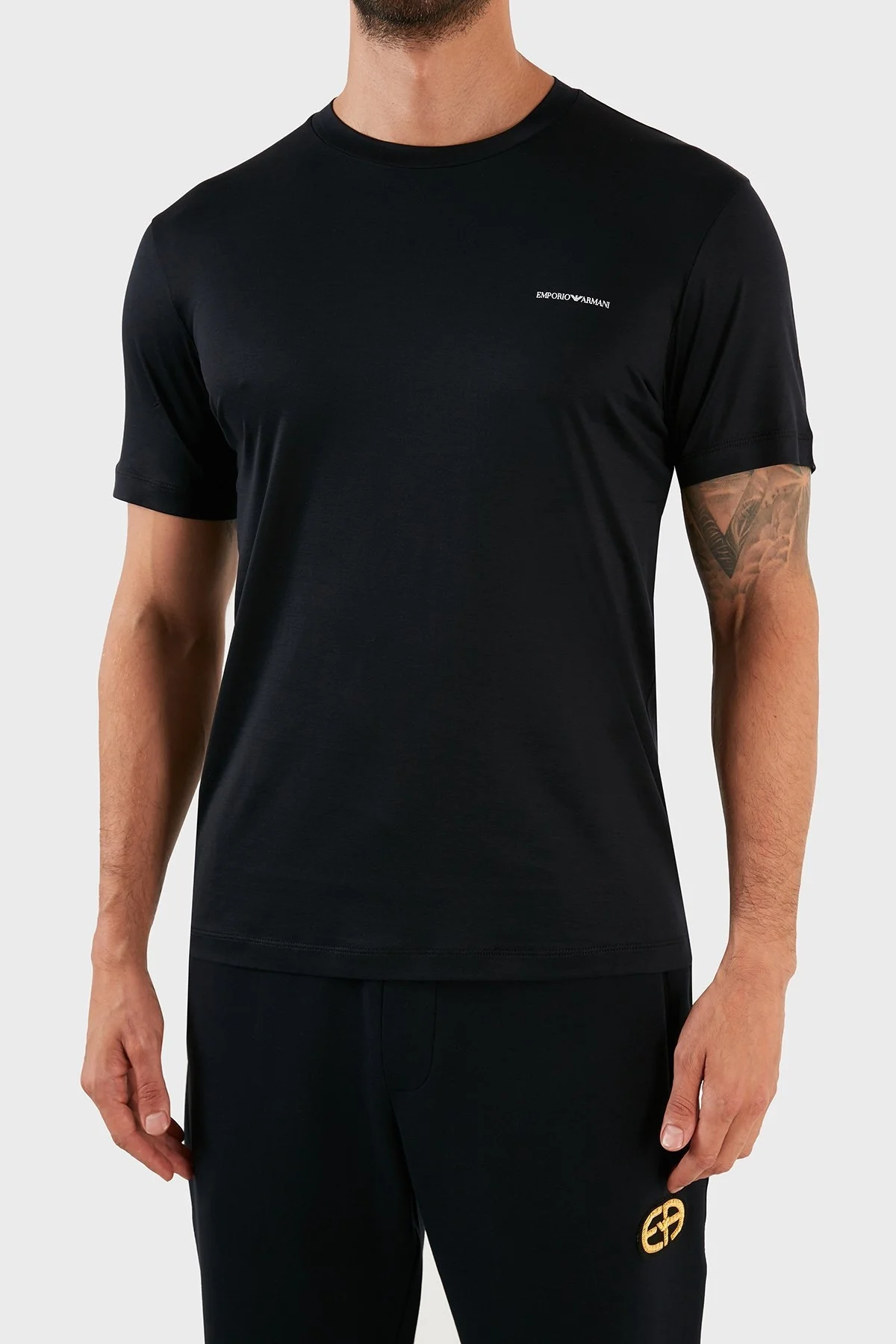 Emporio Armani Logolu Regular Fit Bisiklet Yaka Pamuklu Erkek T Shirt 8N1TD8 1JUVZ 0920 LACİVERT - 6