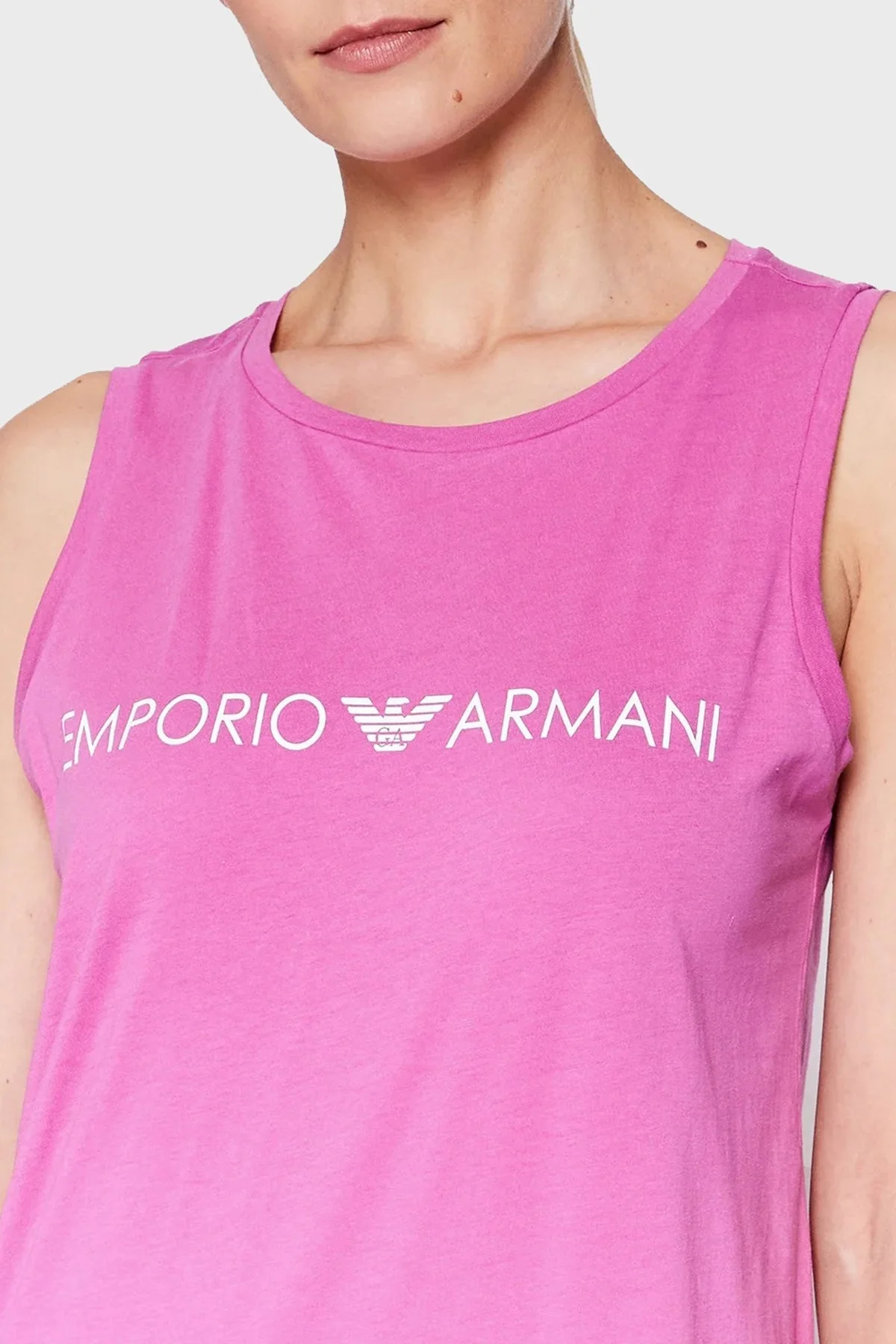 Emporio Armani Logolu Regular Fit Bisiklet Yaka Pamuklu Yırtmaçlı Uzun Bayan Elbise S 262635 2R340 05873 PEMBE - 6