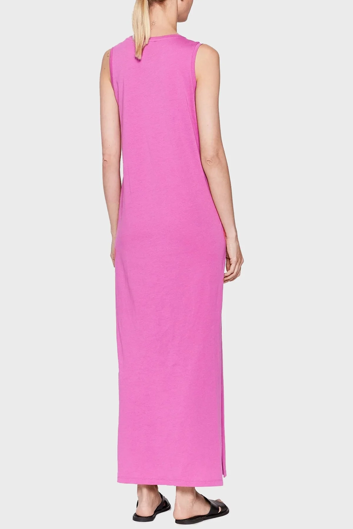 Emporio Armani Logolu Regular Fit Bisiklet Yaka Pamuklu Yırtmaçlı Uzun Bayan Elbise S 262635 2R340 05873 PEMBE - 7