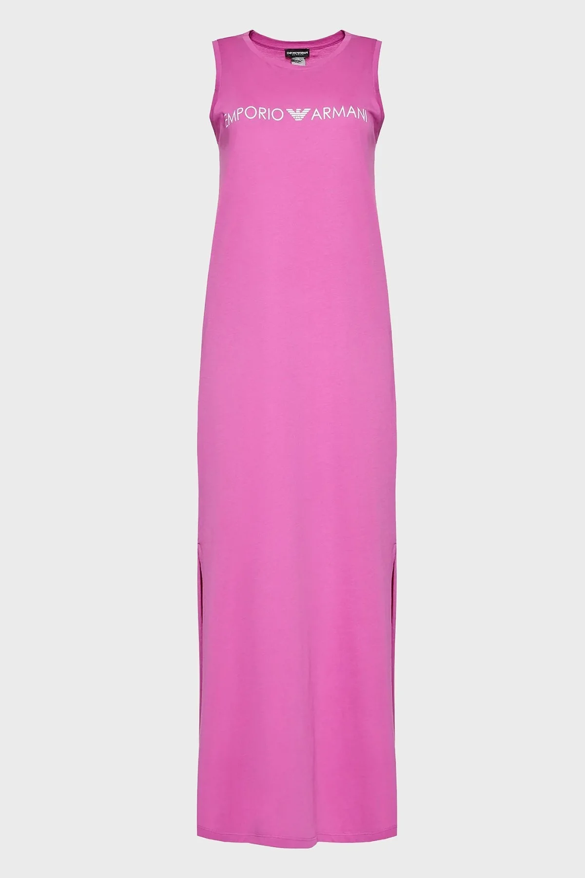 Emporio Armani Logolu Regular Fit Bisiklet Yaka Pamuklu Yırtmaçlı Uzun Bayan Elbise S 262635 2R340 05873 PEMBE - 8