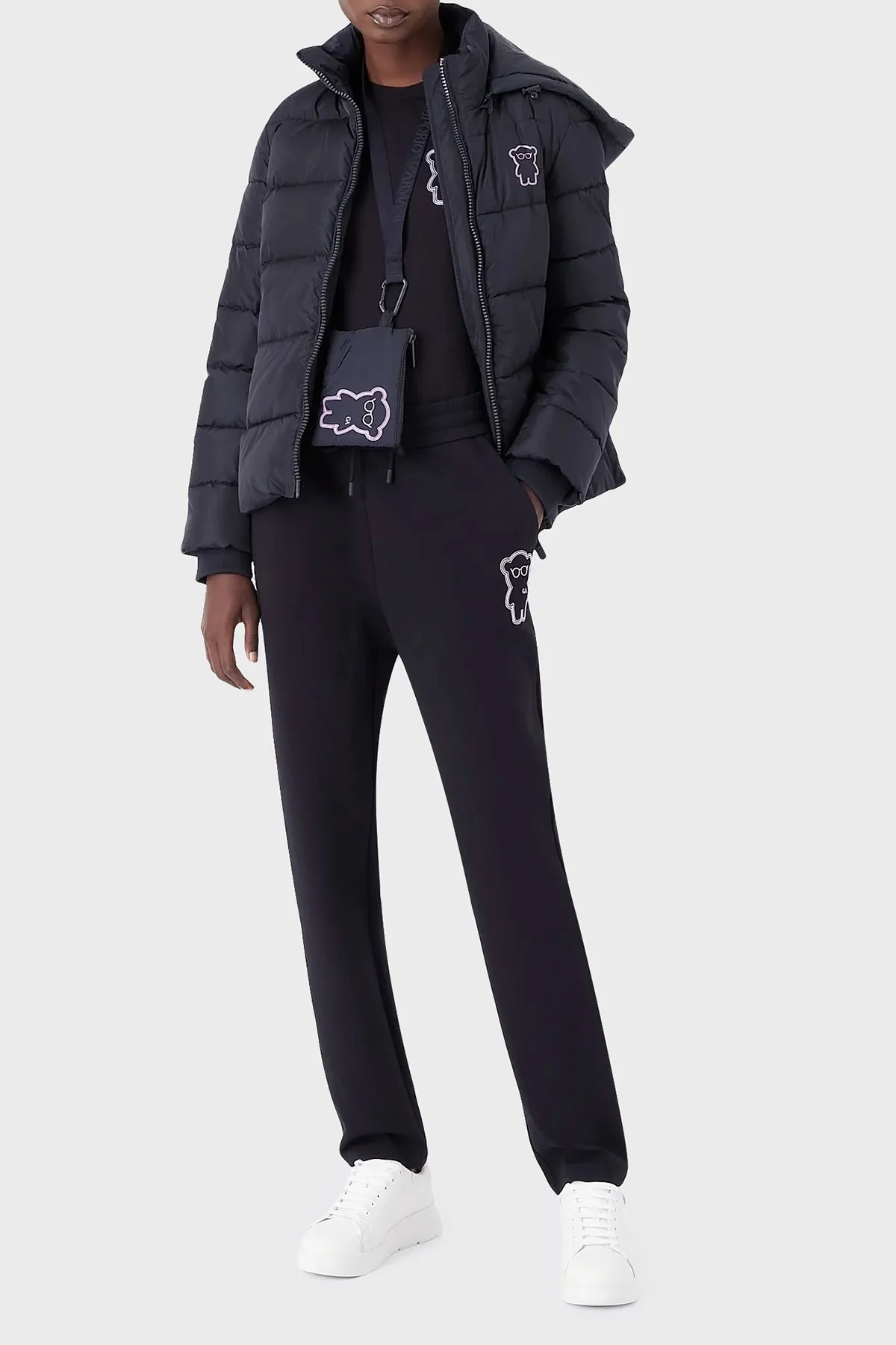 Emporio Armani Logolu Loose Fit Çıkarılabilir Kapüşonlu Cepli Bayan Mont 6L2B86 2NGAZ 0926 LACİVERT - 2