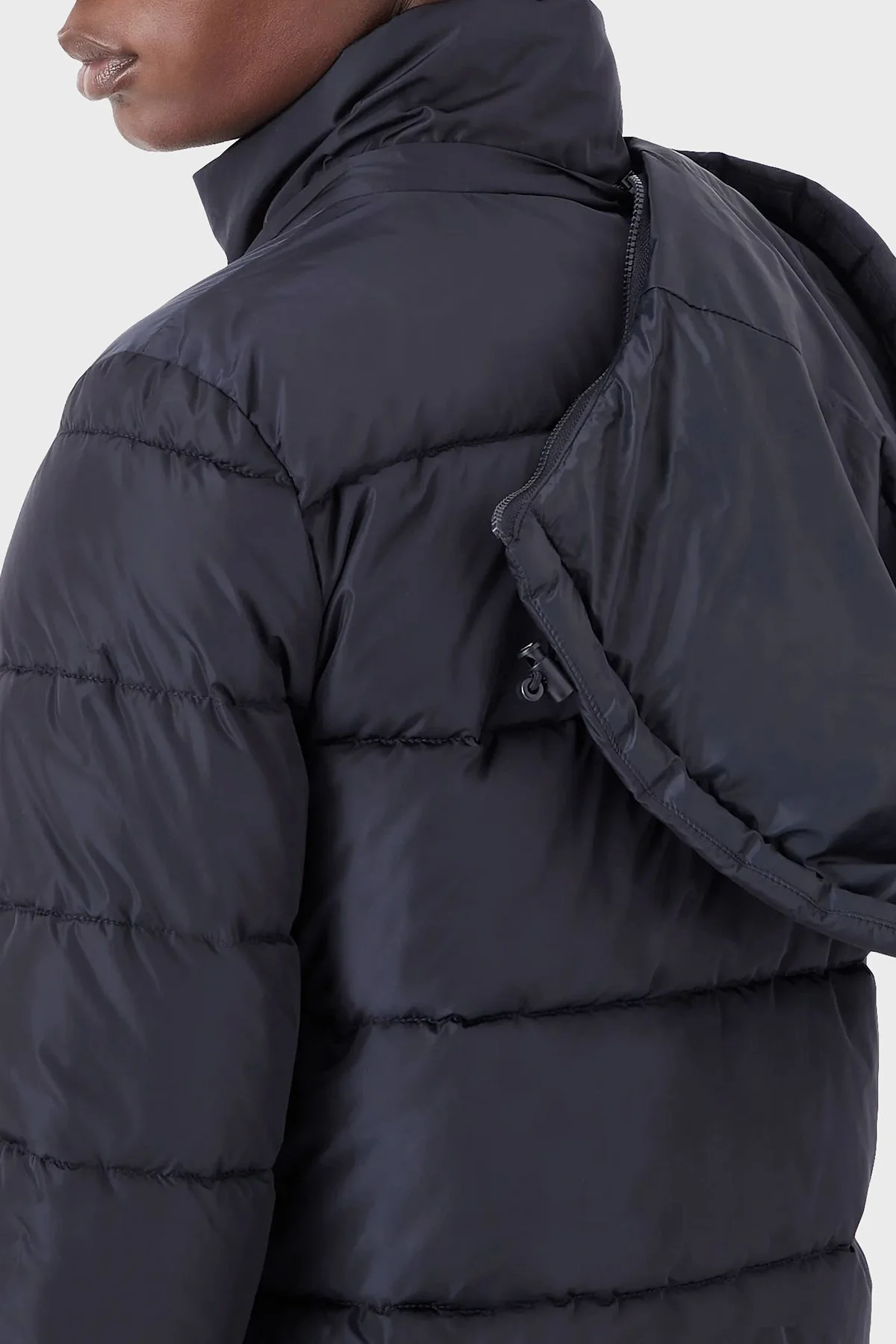 Emporio Armani Logolu Loose Fit Çıkarılabilir Kapüşonlu Cepli Bayan Mont 6L2B86 2NGAZ 0926 LACİVERT - 5