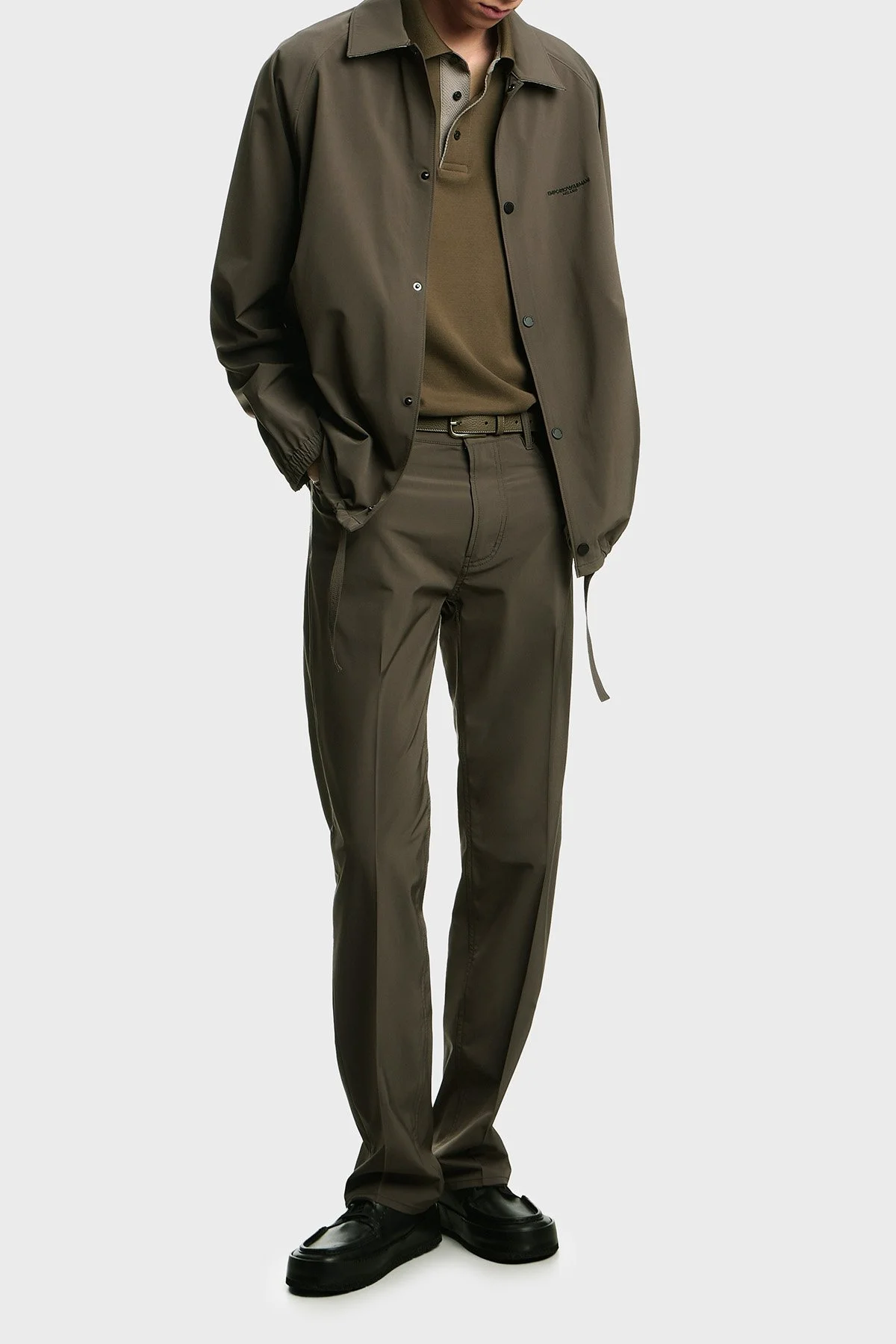 Emporio Armani Logolu Regular Fit Çıtçıt Düğmeli Klasik Yaka Erkek Mont EM004691 AF21368 U6200 HAKİ - 1