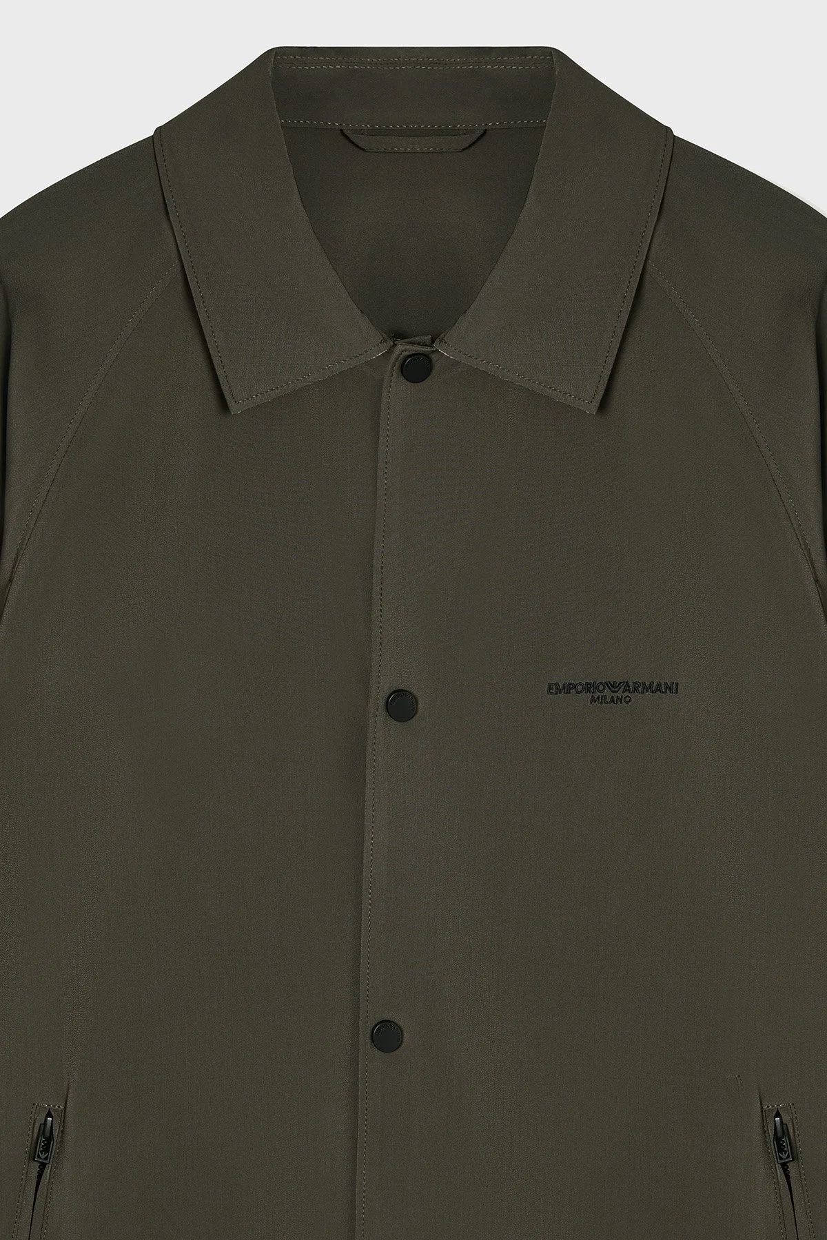 Emporio Armani Logolu Regular Fit Çıtçıt Düğmeli Klasik Yaka Erkek Mont EM004691 AF21368 U6200 HAKİ - 4