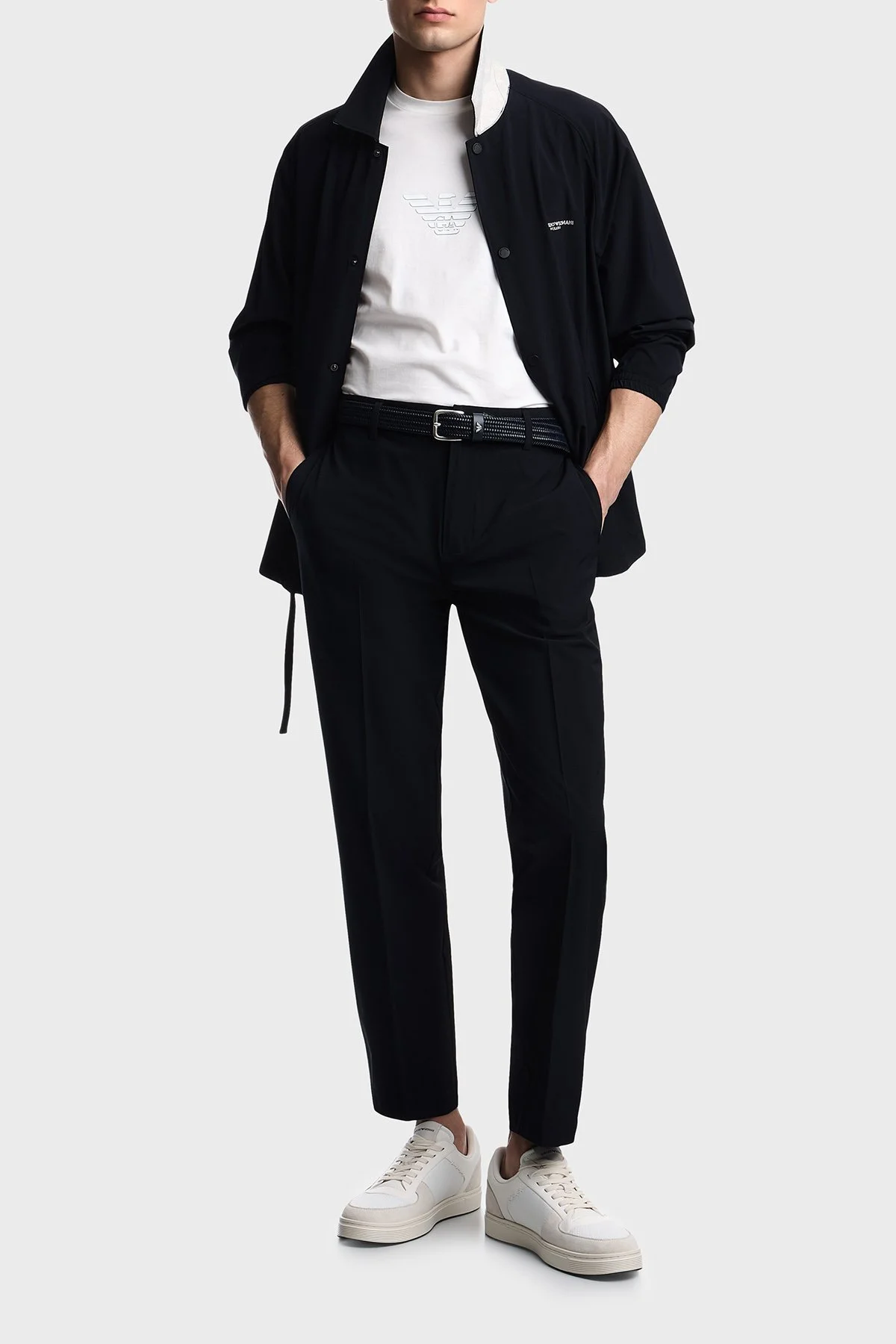 Emporio Armani Logolu Regular Fit Çıtçıt Düğmeli Klasik Yaka Erkek Mont EM004691 AF21368 UB118 LACİVERT - 1