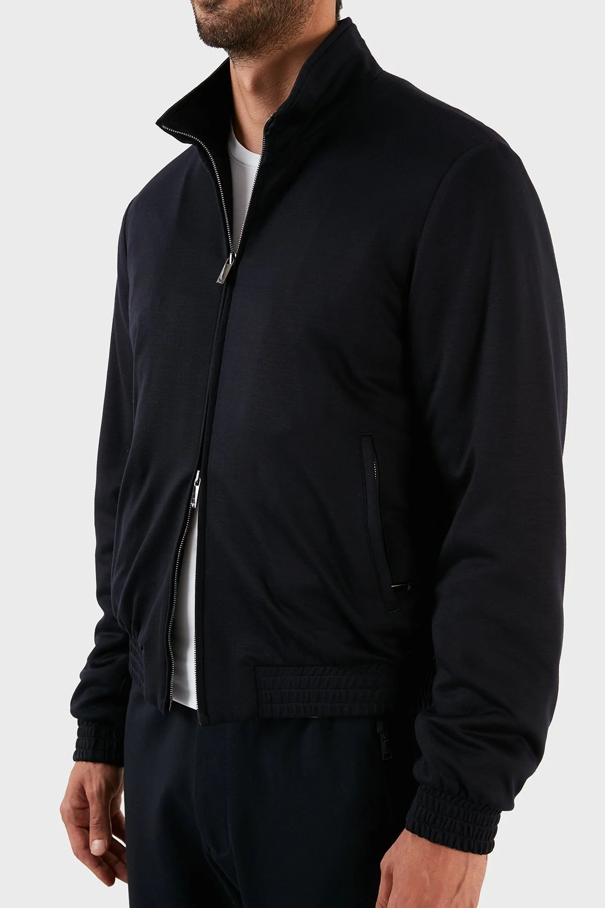 Emporio Armani Logolu Regular Fit Dik Yaka Cepli Yün Karışımlı Erkek Mont H31R29 C1054 922 LACİVERT - 3