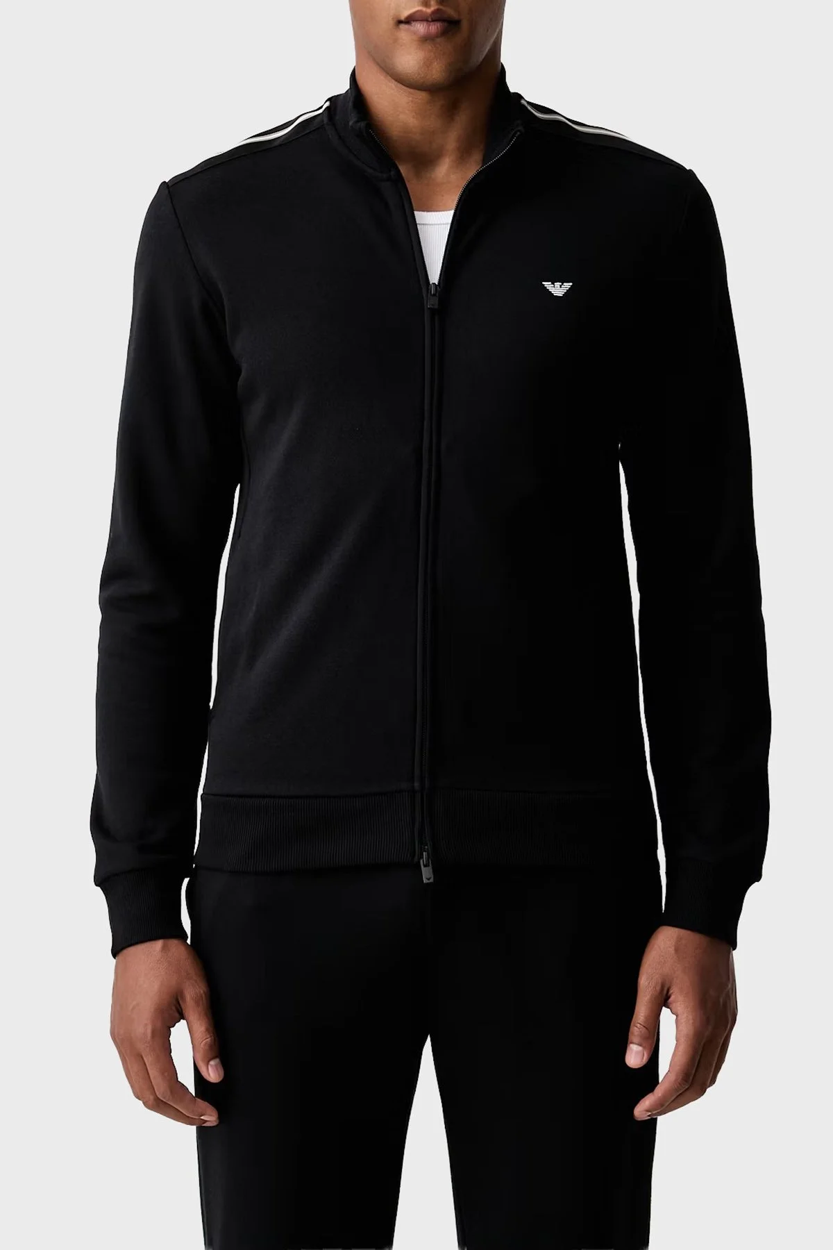Emporio Armani Logolu Regular Fit Dik Yaka Erkek Eşofman Takımı EM006961 AF25024 UC001 Siyah - 1