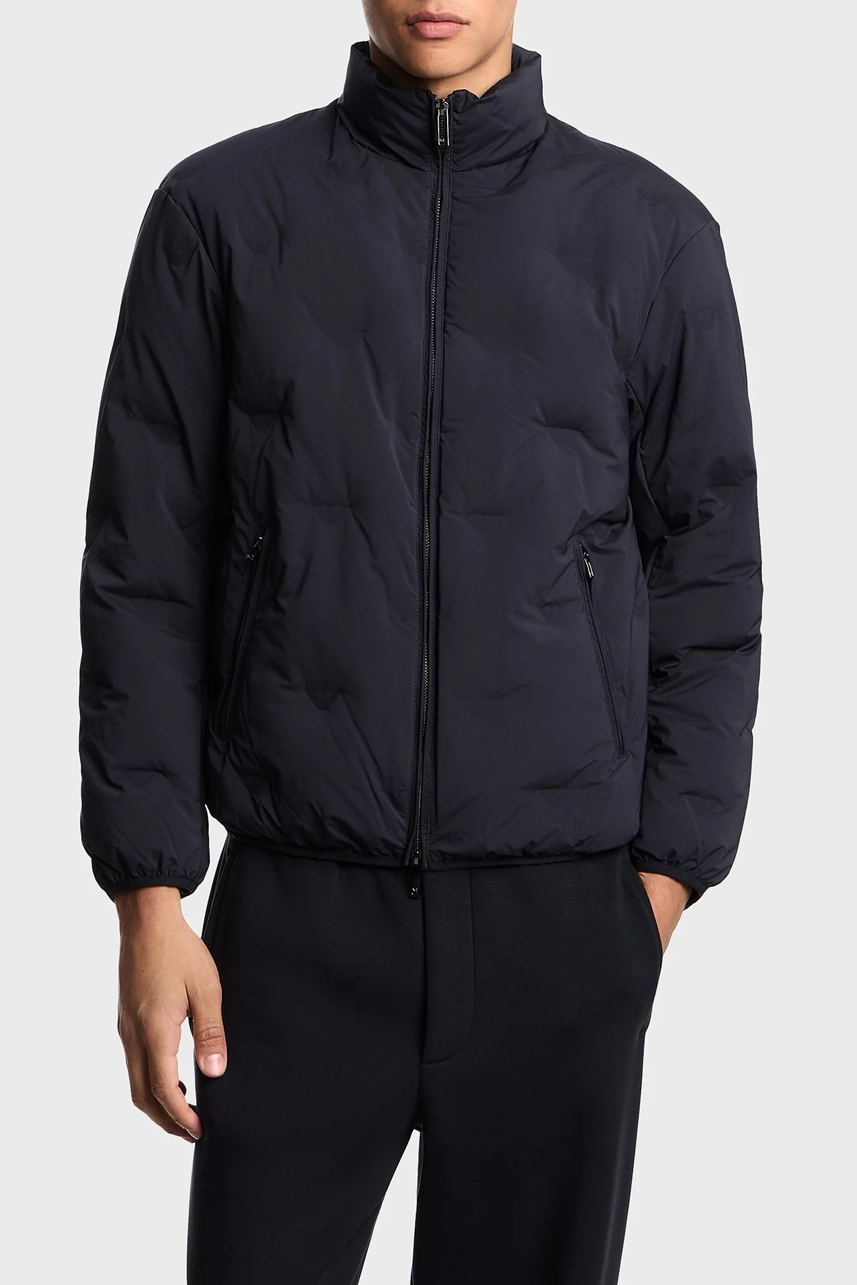 Emporio Armani Logolu Regular Fit Dik Yaka Erkek Mont EM003045 AF18232 UB118 LACİVERT - 1