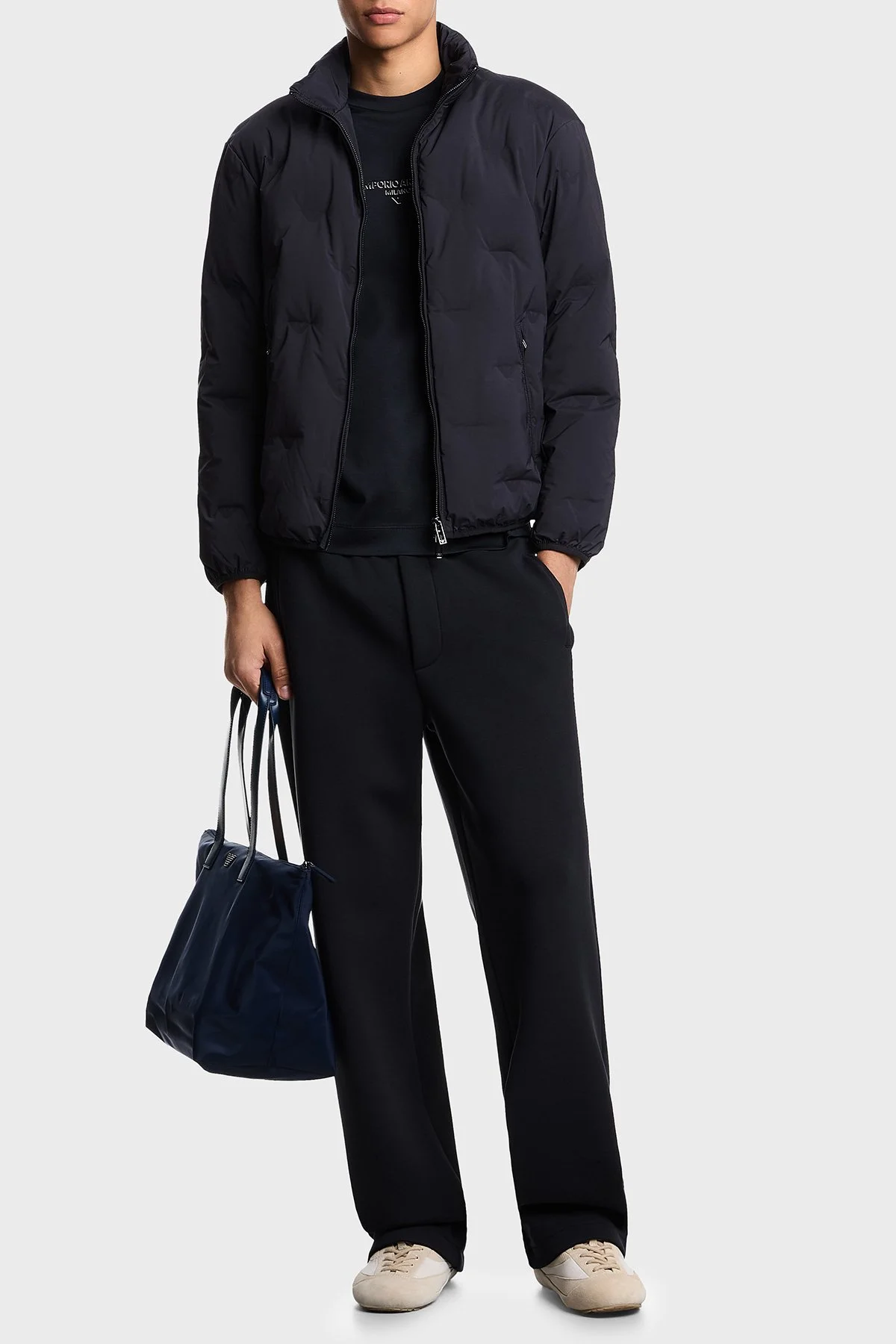 Emporio Armani Logolu Regular Fit Dik Yaka Erkek Mont EM003045 AF18232 UB118 LACİVERT - 2