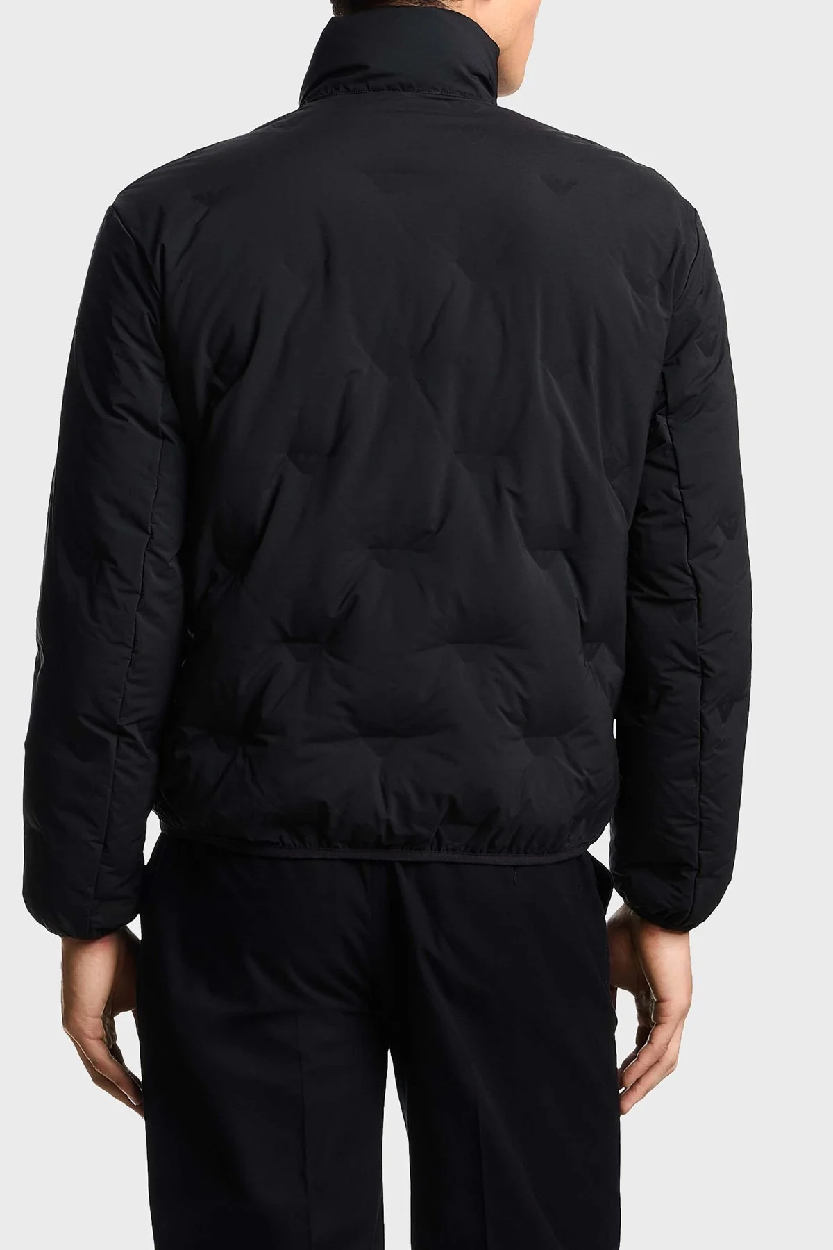 Emporio Armani Logolu Regular Fit Dik Yaka Erkek Mont EM003045 AF18232 UC001 SİYAH - 2