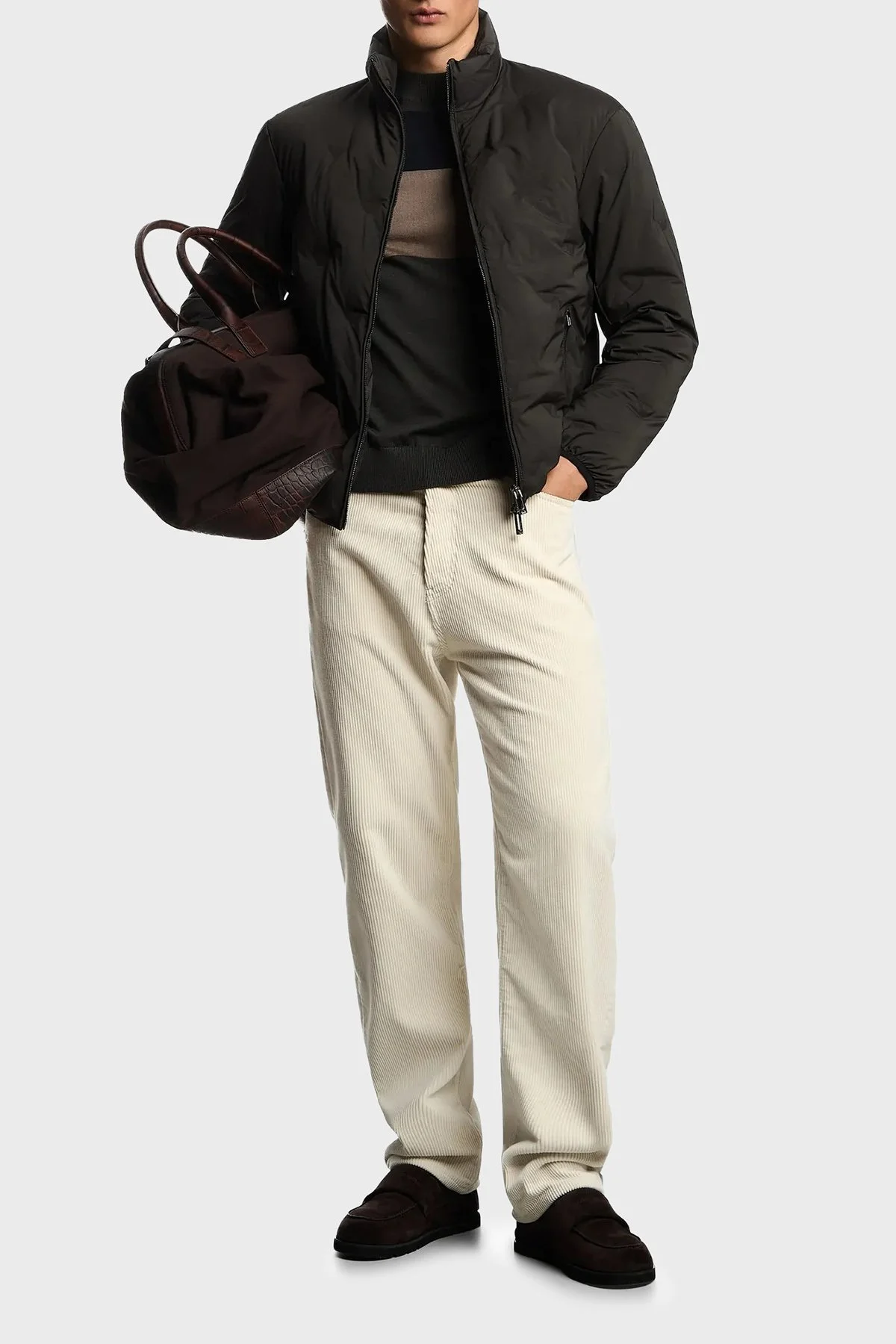 Emporio Armani Logolu Regular Fit Dik Yaka Şişme Erkek Mont EM003045 AF18232 U8120 HAKİ - 2