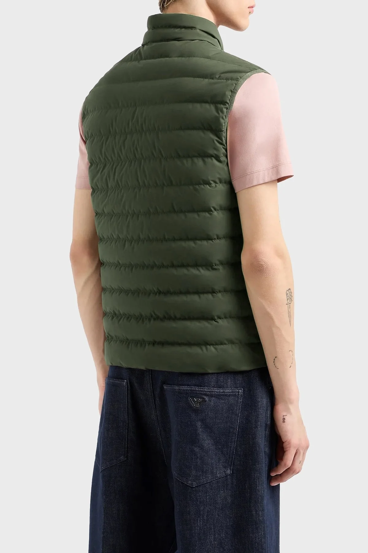 Emporio Armani Logolu Regular Fit Dik Yaka Şişme Erkek Yelek 8N1BQ1 1NLRZ 05A6 HAKİ - 3