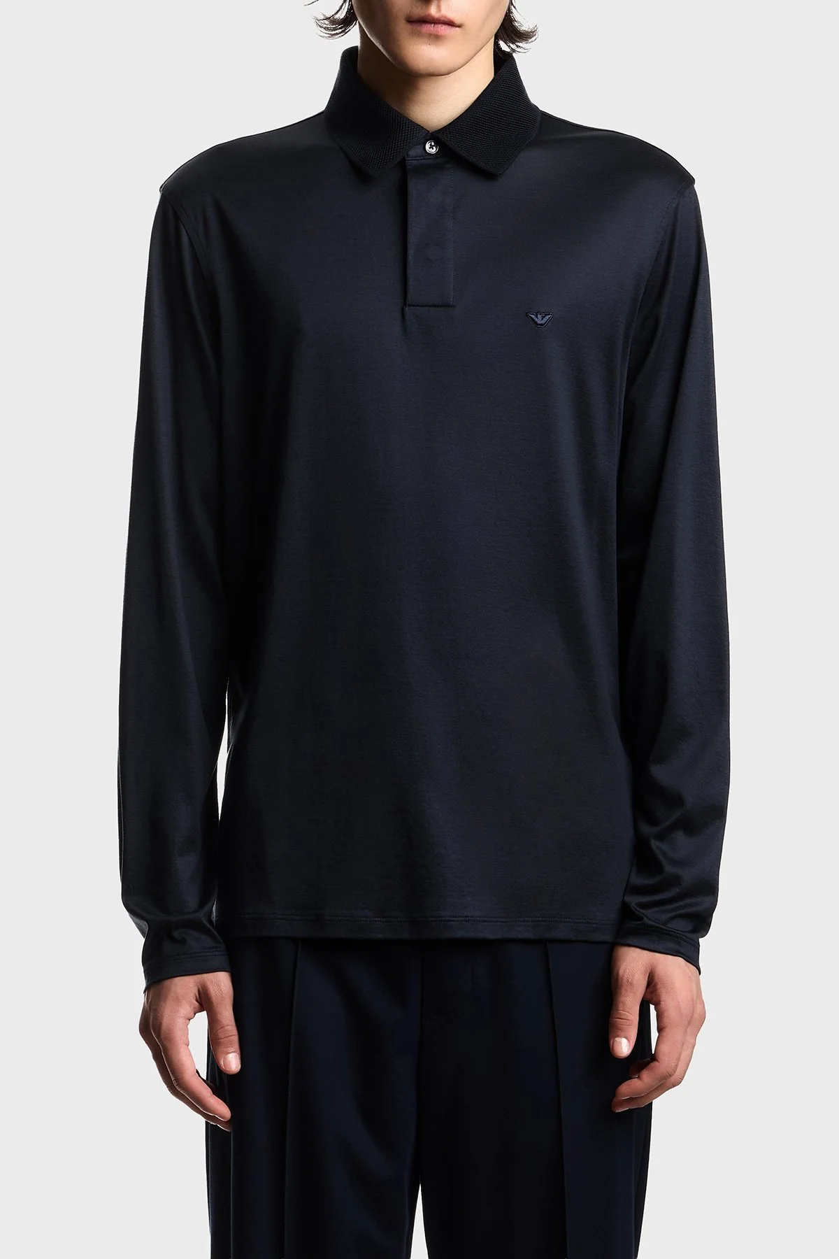 Emporio Armani Logolu Regular Fit Düğmeli Erkek Polo EM004590 AF10017 UB118 Lacivert - 1