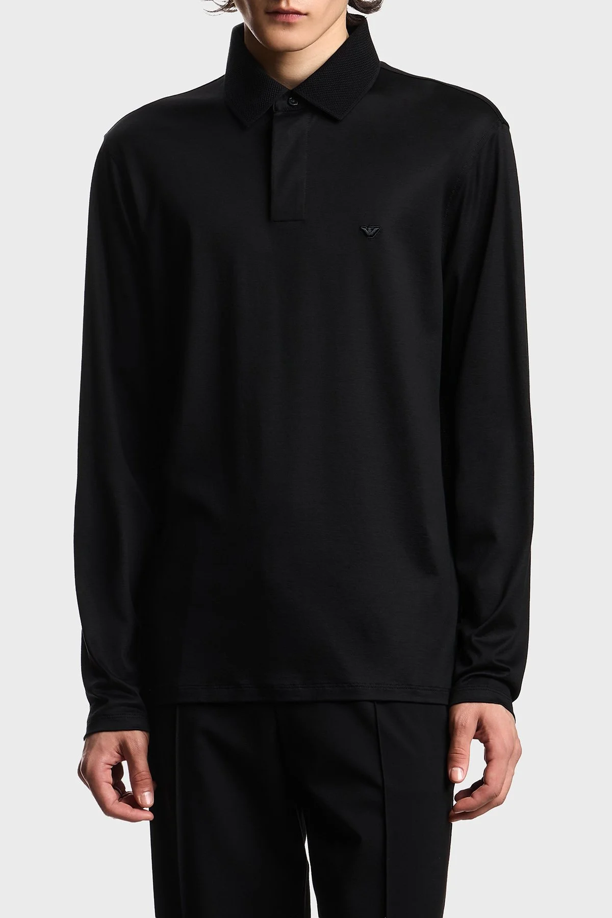 Emporio Armani Logolu Regular Fit Düğmeli Erkek Polo EM004590 AF10017 UC001 Siyah - 1