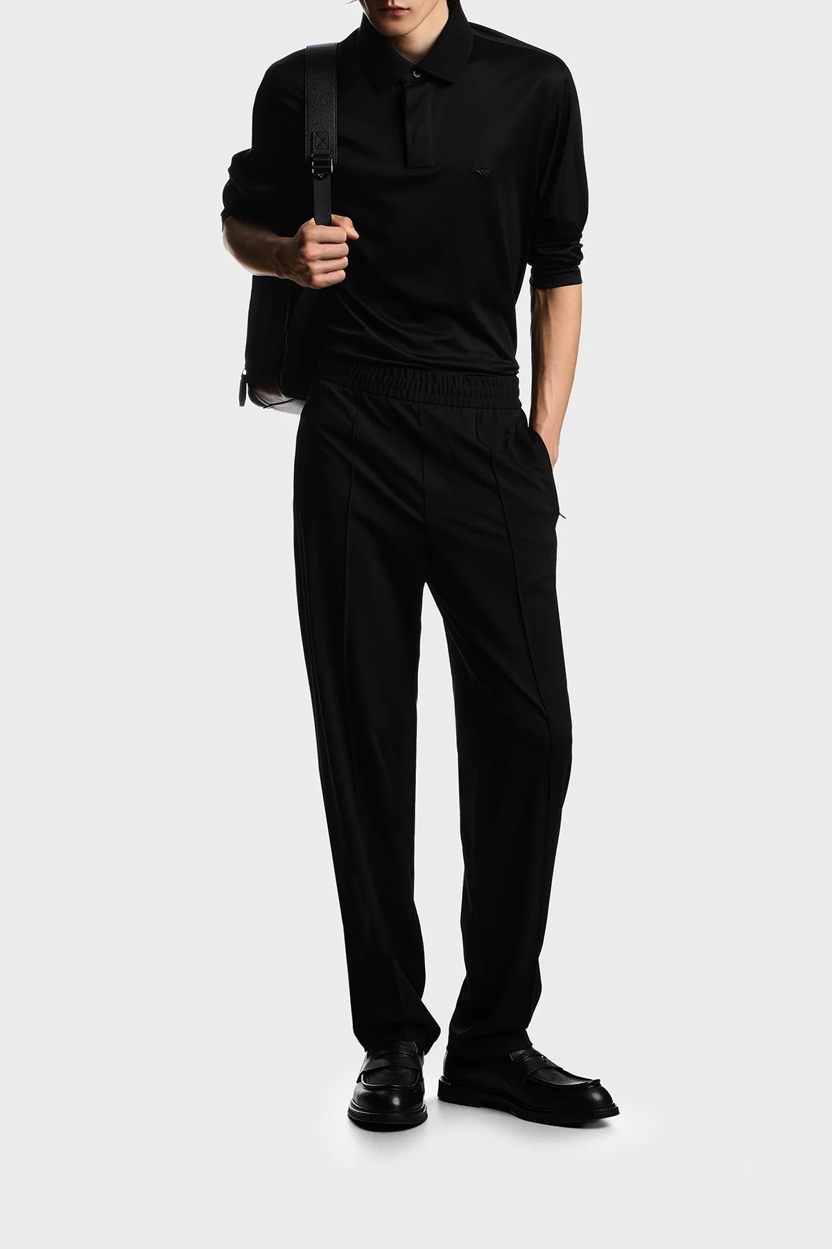 Emporio Armani Logolu Regular Fit Düğmeli Erkek Polo EM004590 AF10017 UC001 Siyah - 2