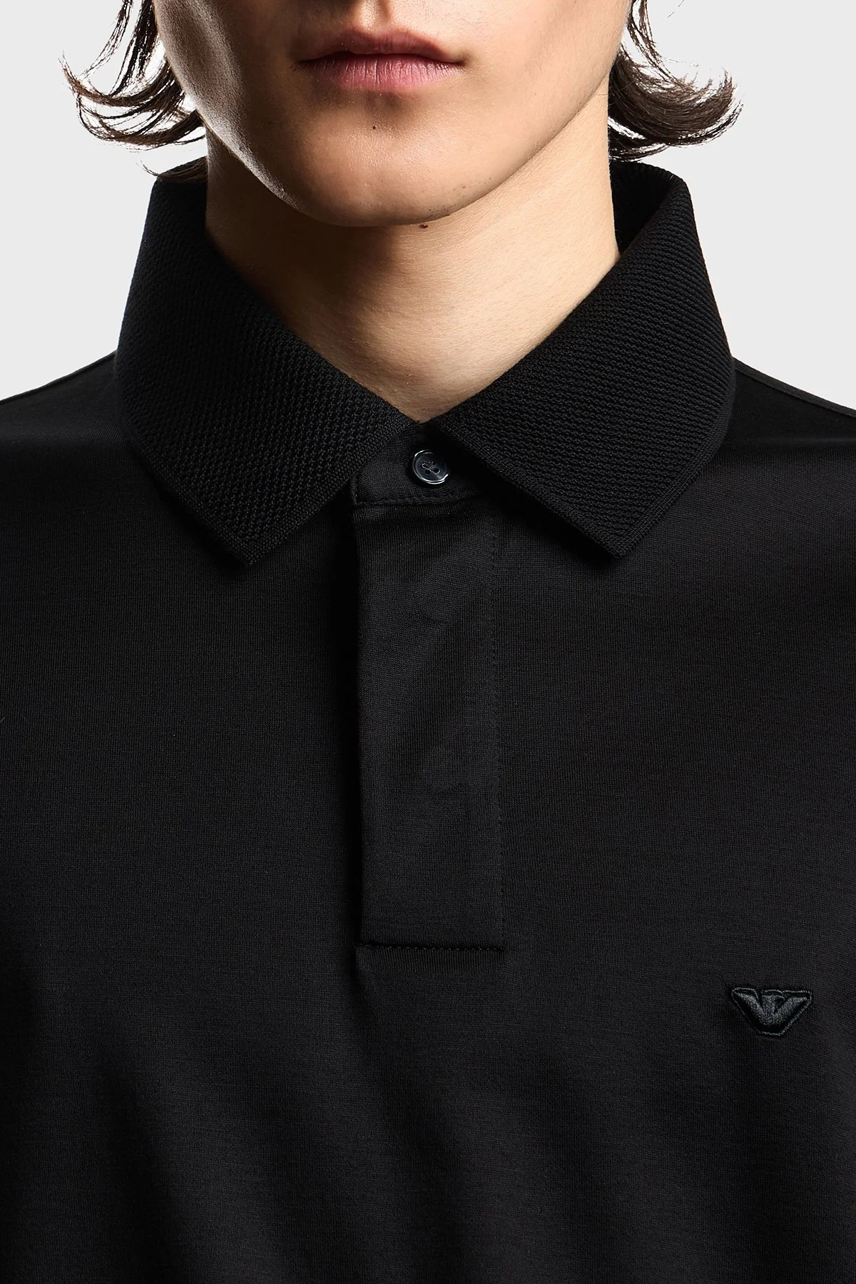 Emporio Armani Logolu Regular Fit Düğmeli Erkek Polo EM004590 AF10017 UC001 Siyah - 4