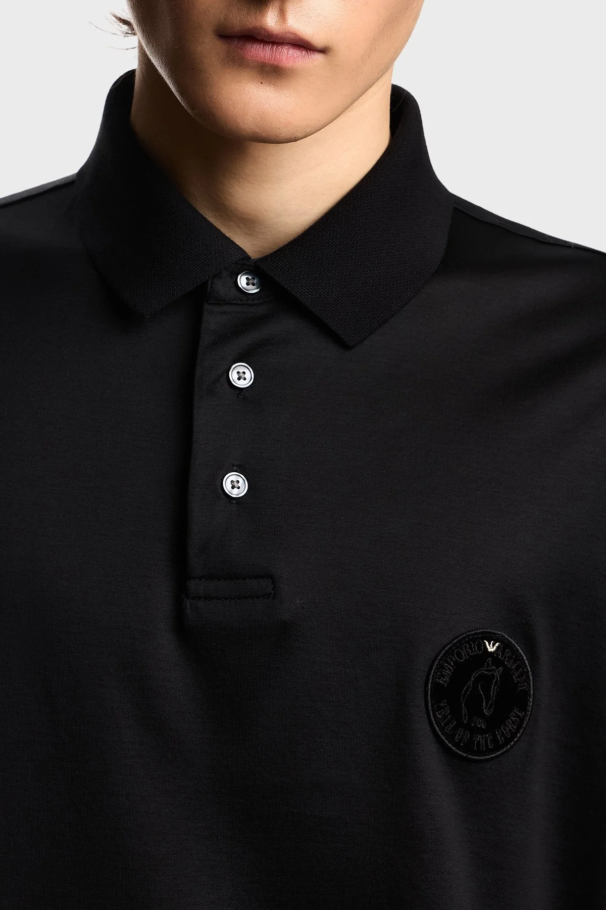 Emporio Armani Logolu Regular Fit Düğmeli Erkek Polo EM005341 AF10017 UC001 SİYAH - 4