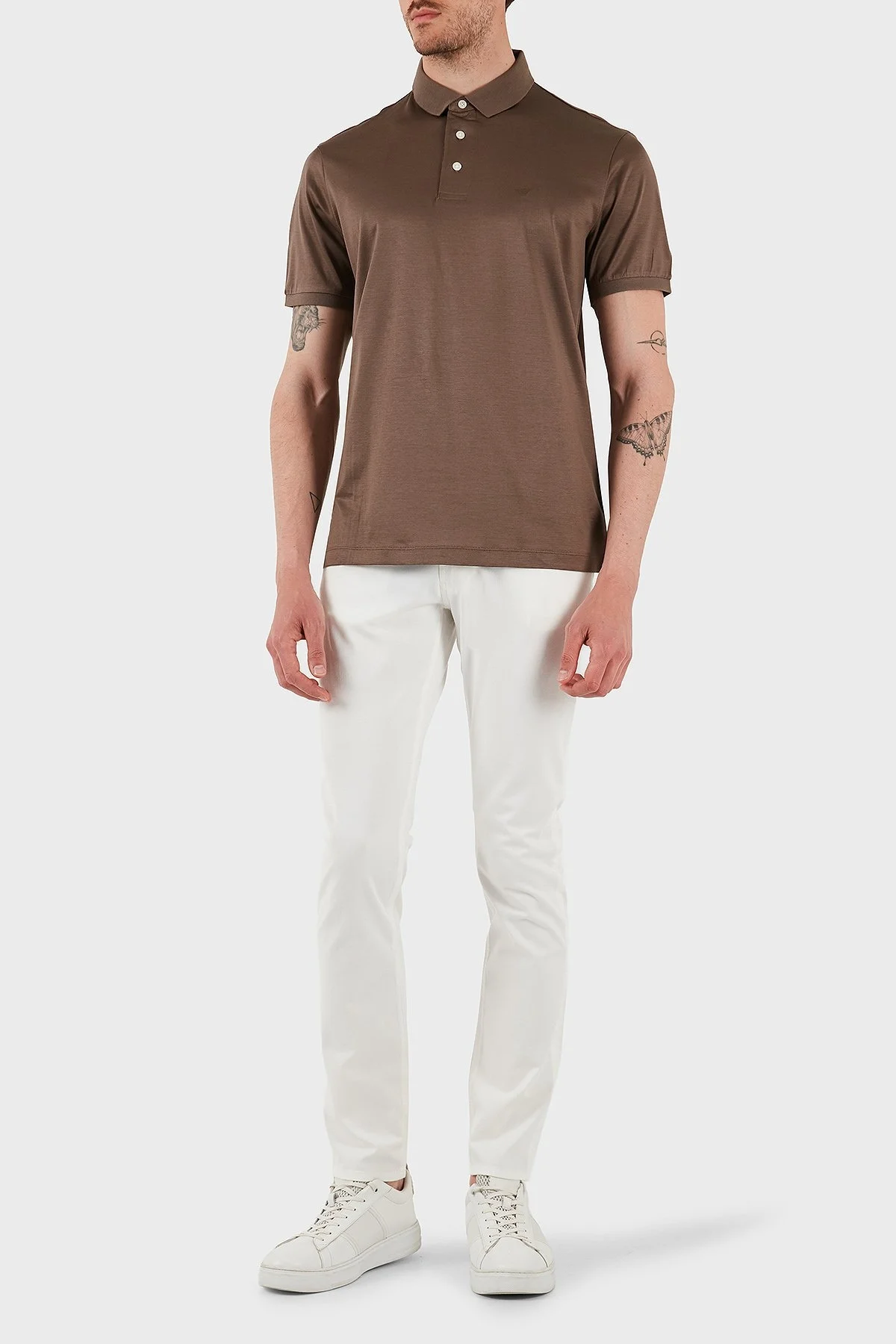 Emporio Armani Logolu Regular Fit Düğmeli Erkek Polo Yaka T Shirt 8N1F96 1JUVZ U6195 KAHVE - 2