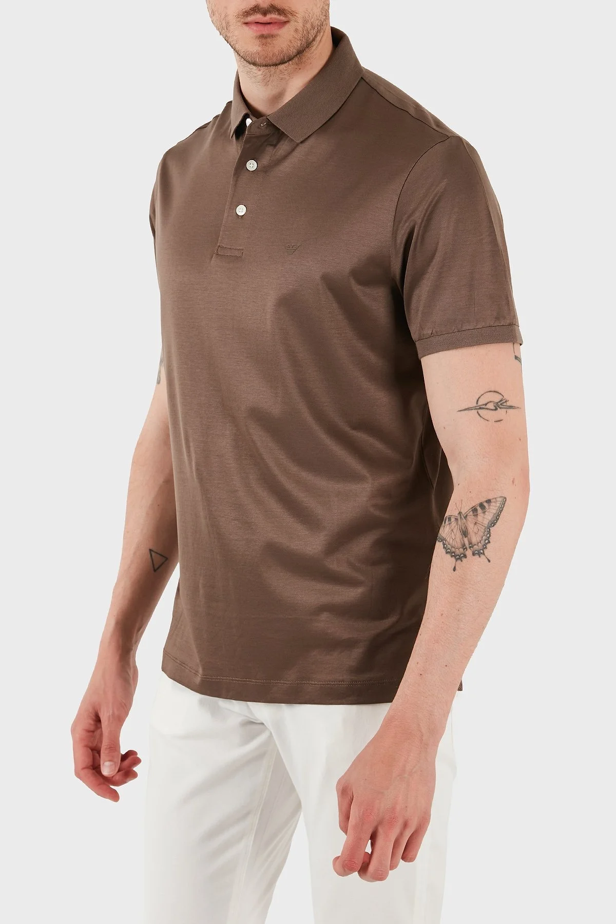 Emporio Armani Logolu Regular Fit Düğmeli Erkek Polo Yaka T Shirt 8N1F96 1JUVZ U6195 KAHVE - 5