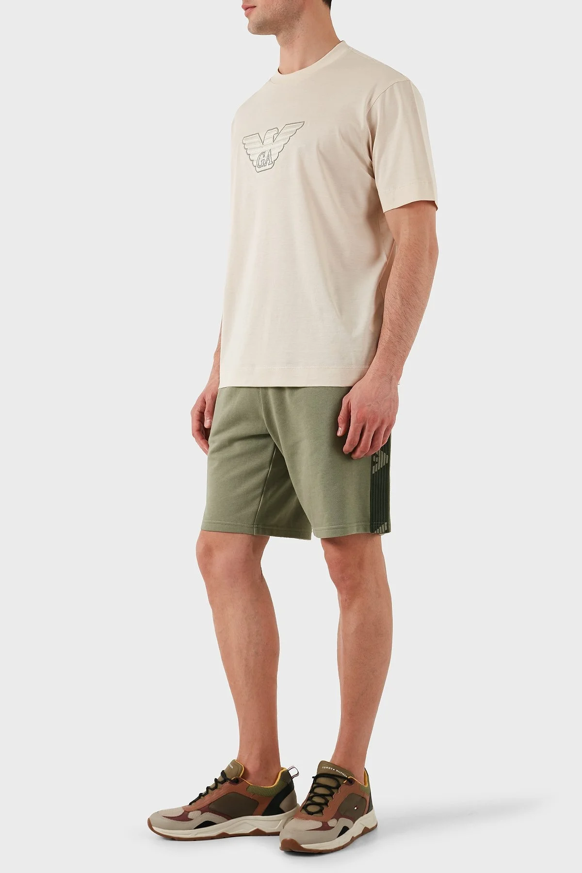 Emporio Armani Logolu Regular Fit Elastil Bel Pamuklu Erkek Short EM000495 AF10781 U6274 HAKİ - 2