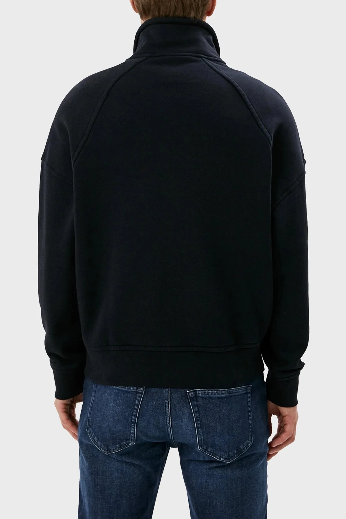 Emporio Armani Logolu Regular Fit Fermuarlı Dik Yaka Pamuklu Erkek Sweat 6L1M81 1JWPZ 0920 LACİVERT - 3