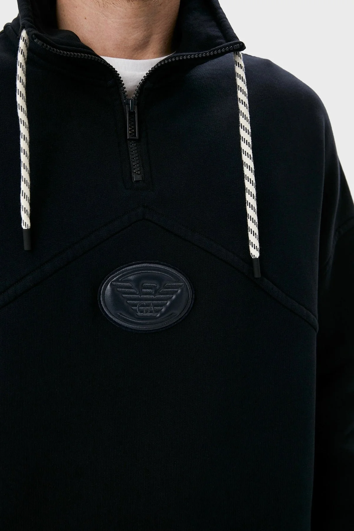 Emporio Armani Logolu Regular Fit Fermuarlı Dik Yaka Pamuklu Erkek Sweat 6L1M81 1JWPZ 0920 LACİVERT - 4