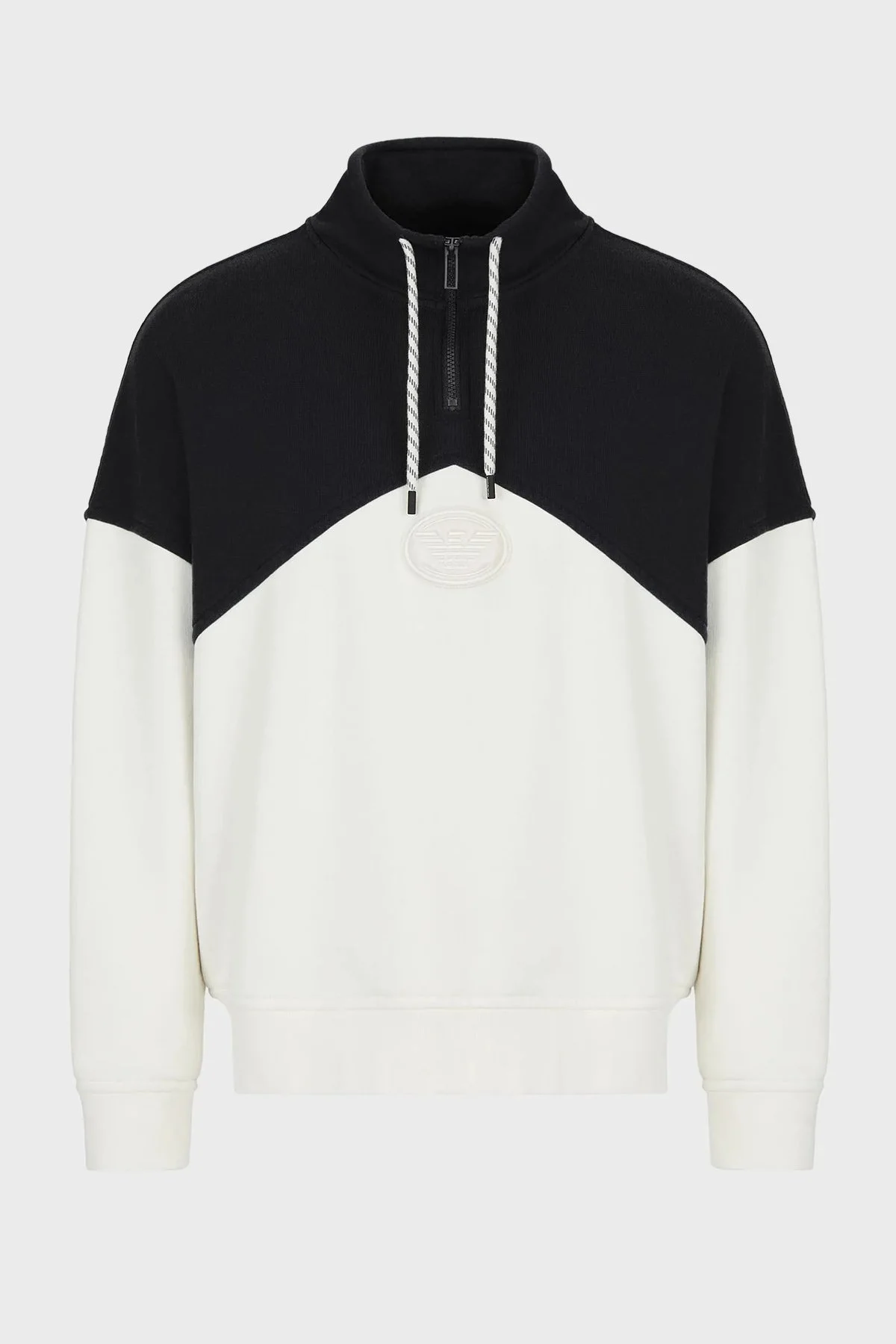 Emporio Armani Logolu Regular Fit Fermuarlı Dik Yaka Pamuklu Erkek Sweat 6L1M81 1JWPZ F920 EKRU-LACİVERT - 5