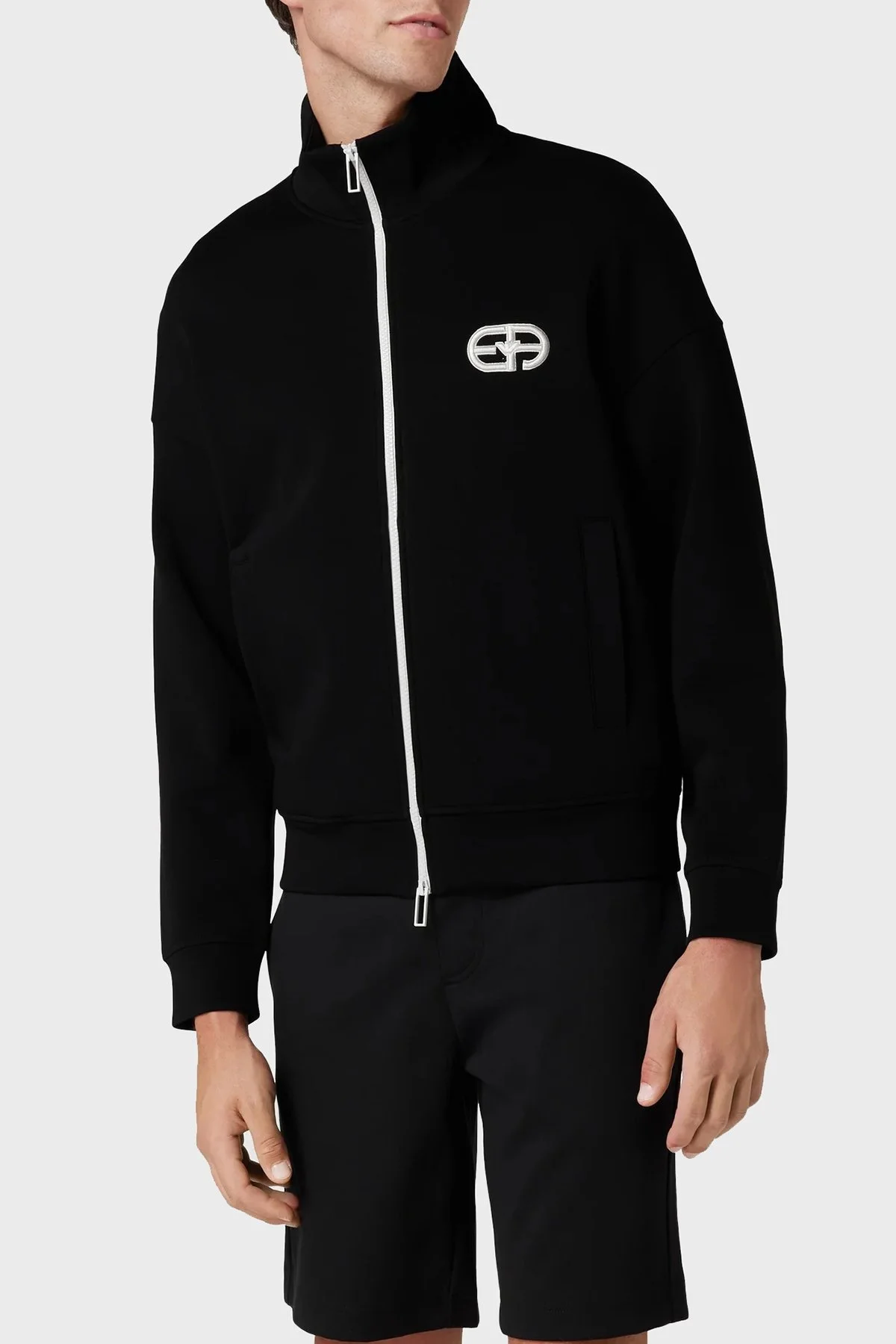 Emporio Armani Logolu Regular Fit Fermuarlı Dik Yaka Pamuklu Erkek Sweat 6L1M85 1JHSZ 0999 SİYAH - 1