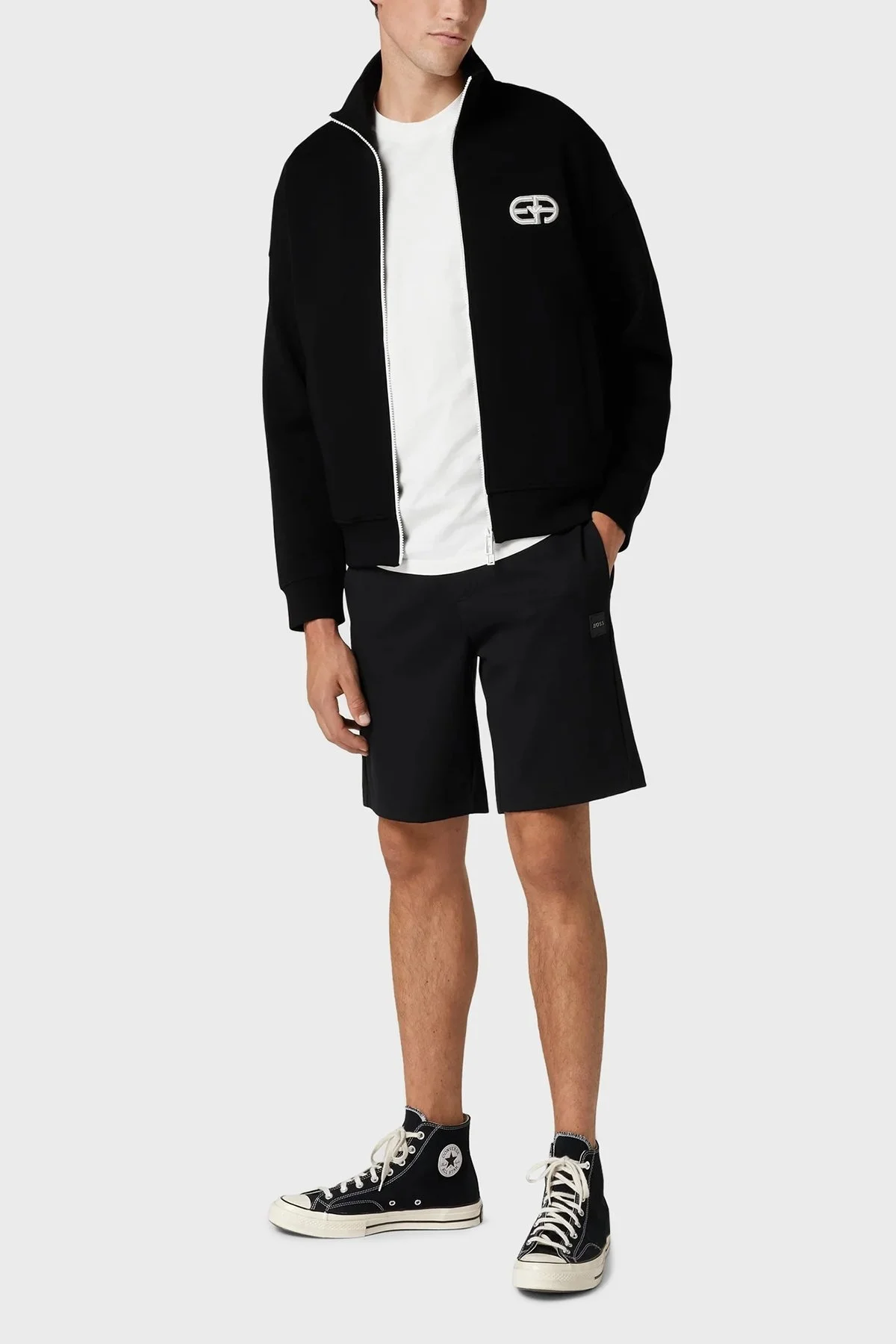 Emporio Armani Logolu Regular Fit Fermuarlı Dik Yaka Pamuklu Erkek Sweat 6L1M85 1JHSZ 0999 SİYAH - 2