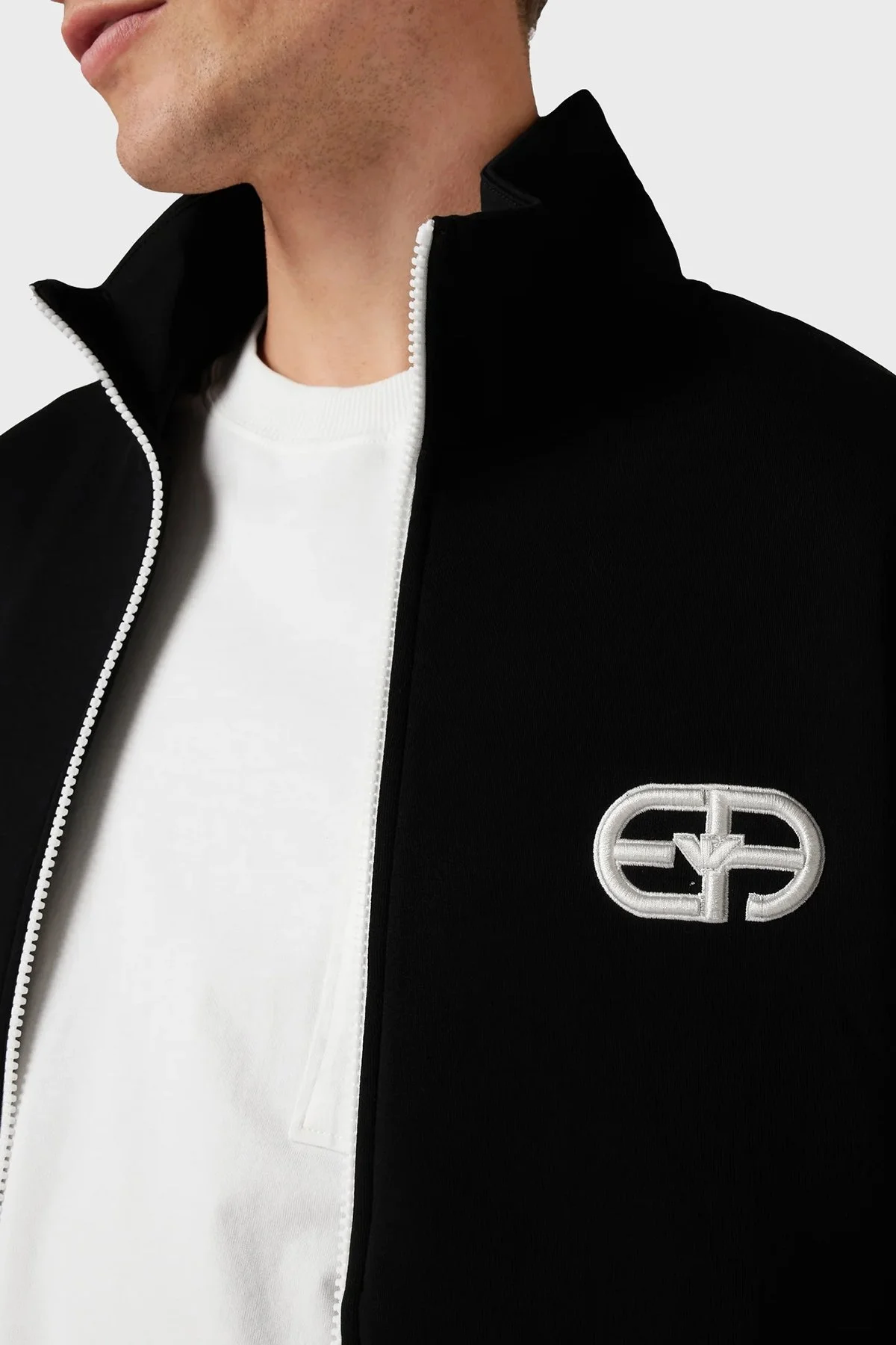 Emporio Armani Logolu Regular Fit Fermuarlı Dik Yaka Pamuklu Erkek Sweat 6L1M85 1JHSZ 0999 SİYAH - 4