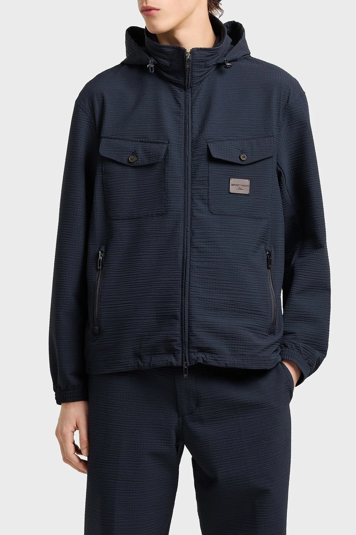 Emporio Armani Logolu Regular Fit Gizli Kapüşonlu Erkek Mont EM003405 AF18781 UB118 LACİVERT - 1