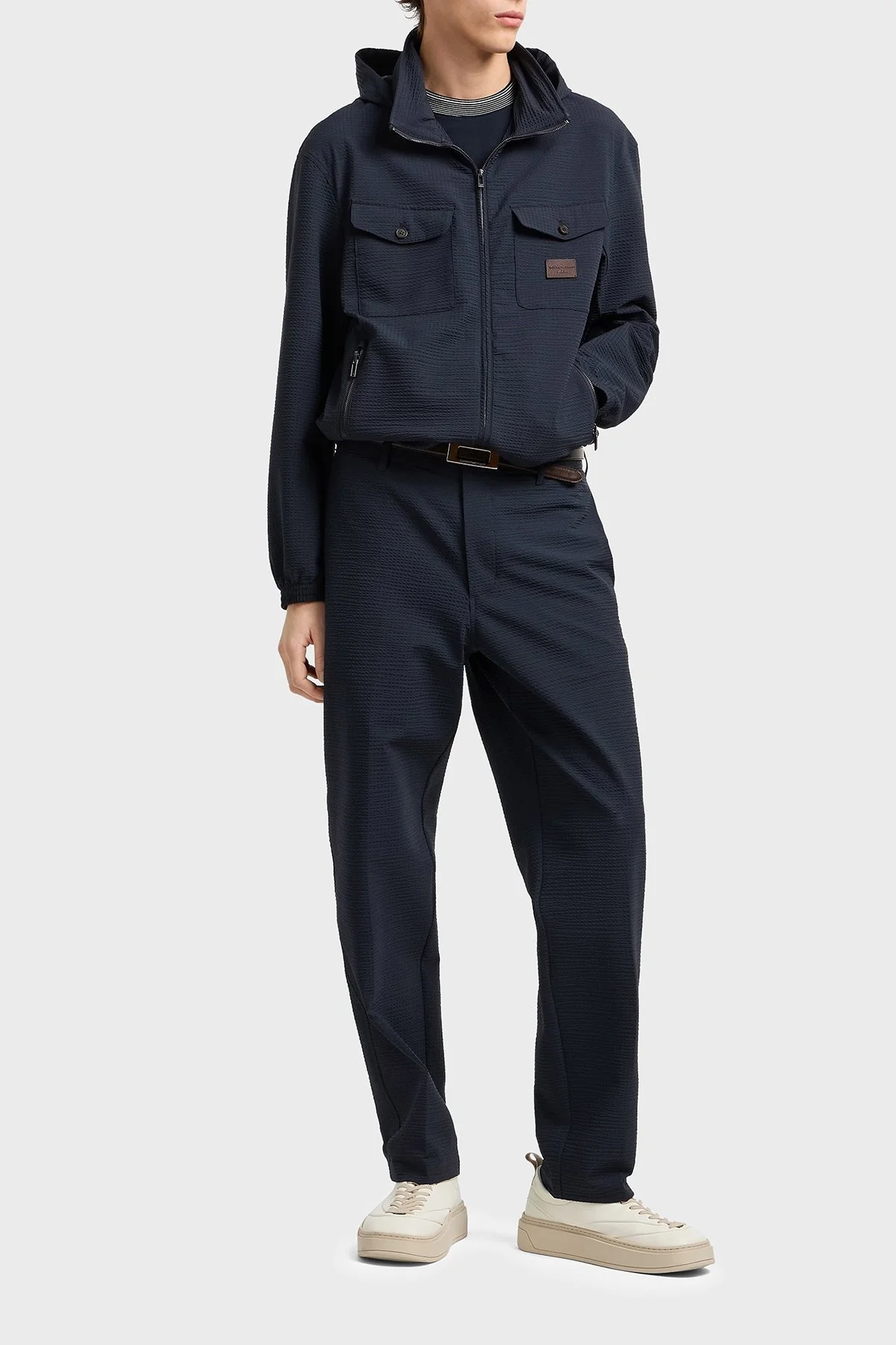 Emporio Armani Logolu Regular Fit Gizli Kapüşonlu Erkek Mont EM003405 AF18781 UB118 LACİVERT - 2