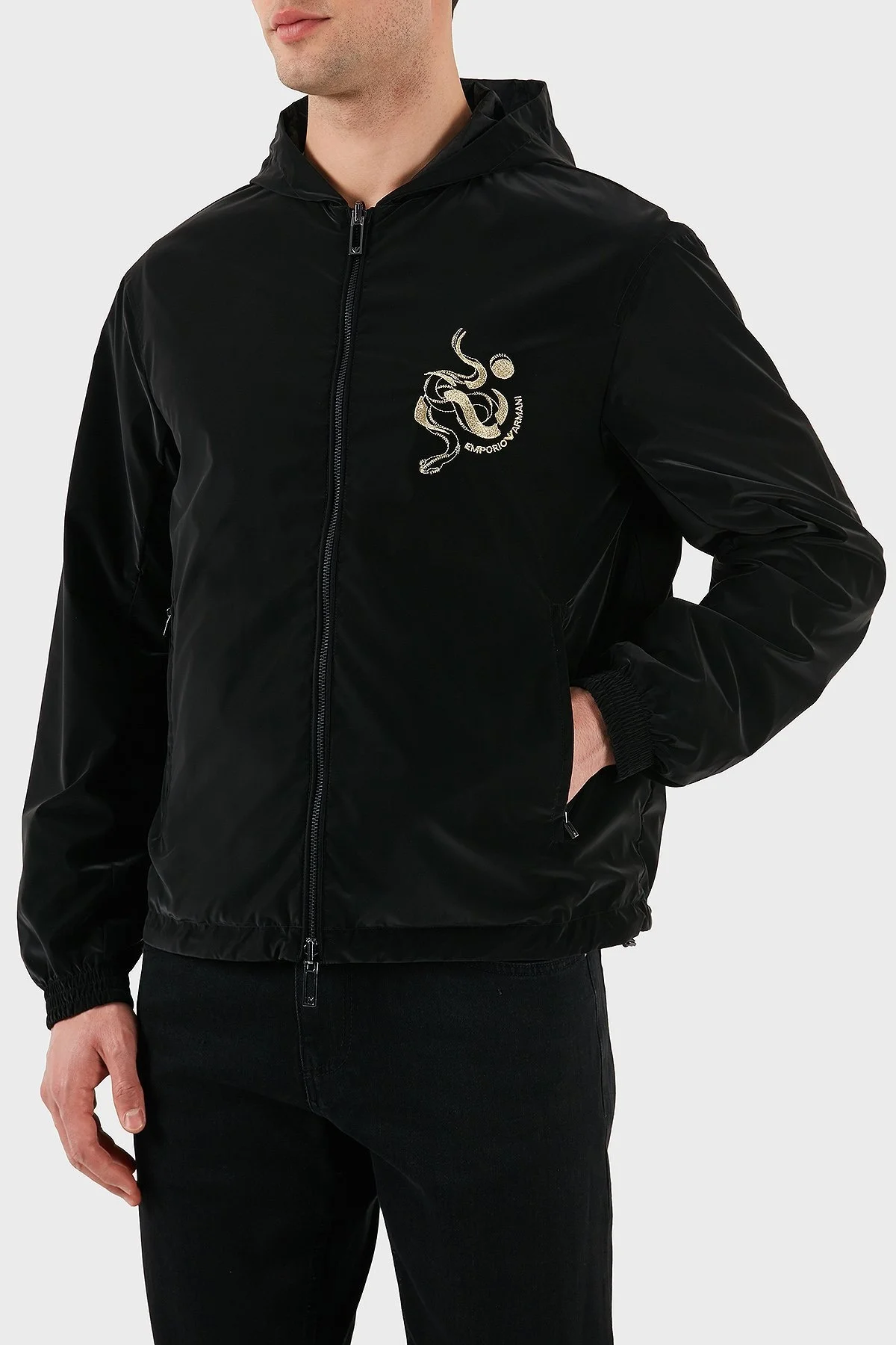 Emporio Armani Logolu Regular Fit Kapüşonlu Çift Taraflı Erkek Ceket EM001310 AF15383 UC001 SİYAH - 1