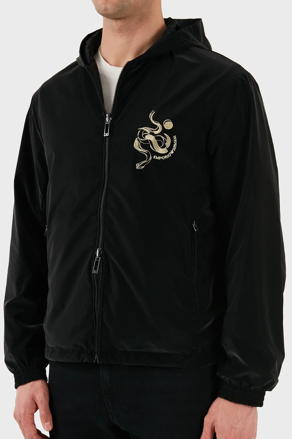 Emporio Armani Logolu Regular Fit Kapüşonlu Çift Taraflı Erkek Ceket EM001310 AF15383 UC001 SİYAH - 6