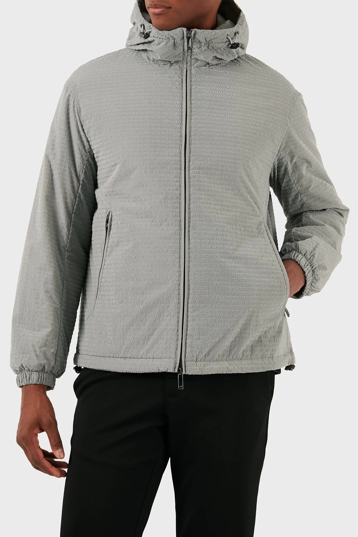 Emporio Armani Logolu Regular Fit Kapüşonlu Erkek Mont 3D1BA8 1NJXZ 06G1 GRİ - 8
