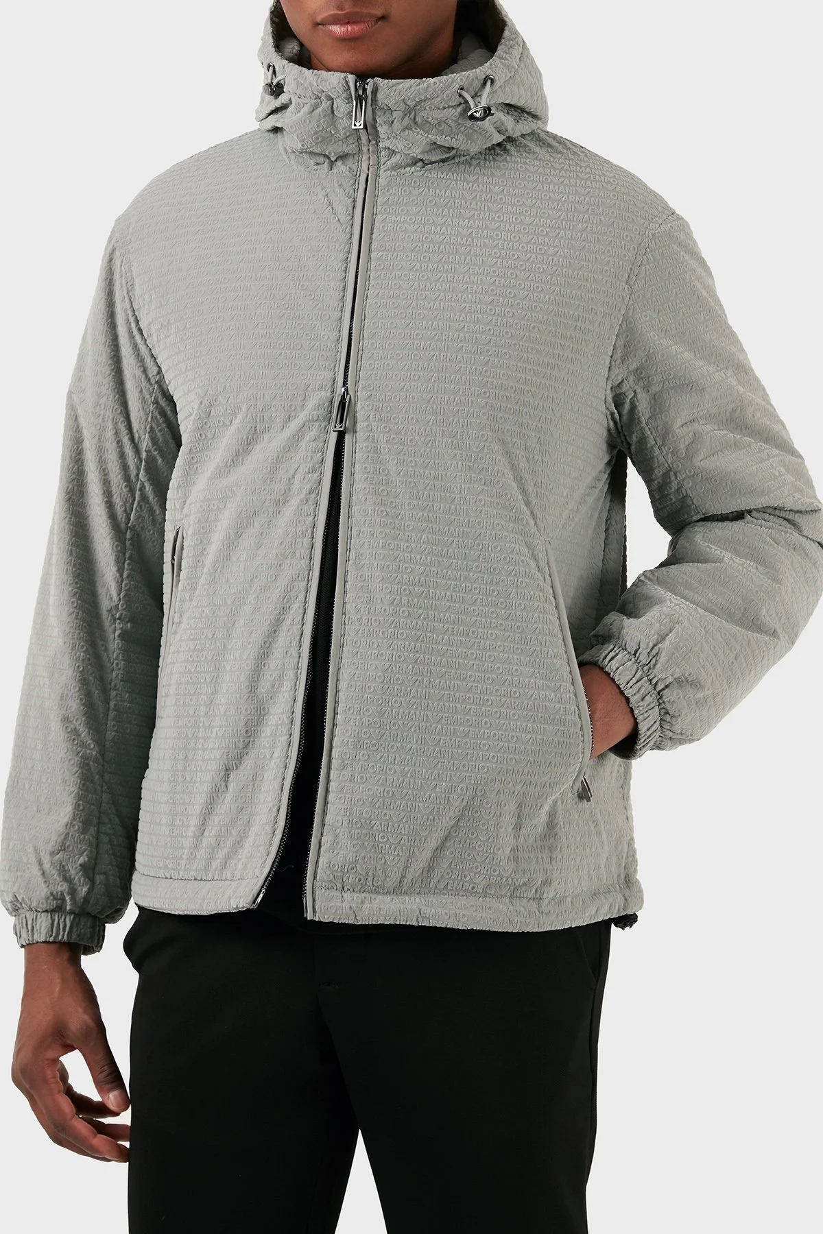 Emporio Armani Logolu Regular Fit Kapüşonlu Erkek Mont 3D1BA8 1NJXZ 06G1 GRİ - 10