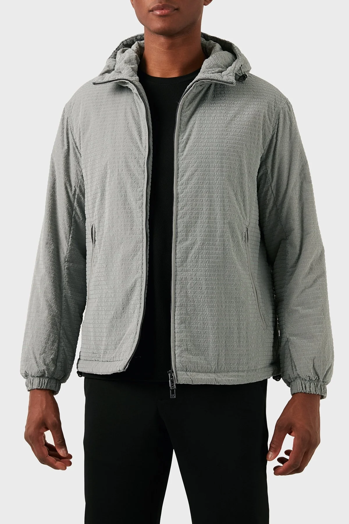 Emporio Armani Logolu Regular Fit Kapüşonlu Erkek Mont 3D1BA8 1NJXZ 06G1 GRİ - 12