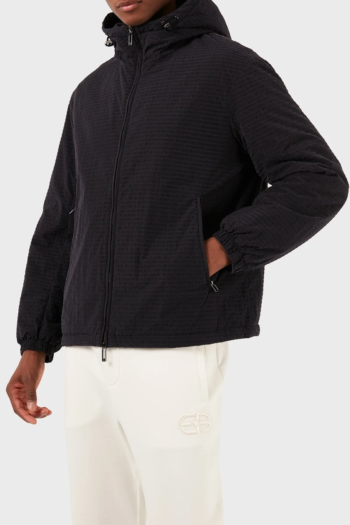 Emporio Armani Logolu Regular Fit Kapüşonlu Erkek Mont 3D1BA8 1NJXZ 0920 LACİVERT - 1