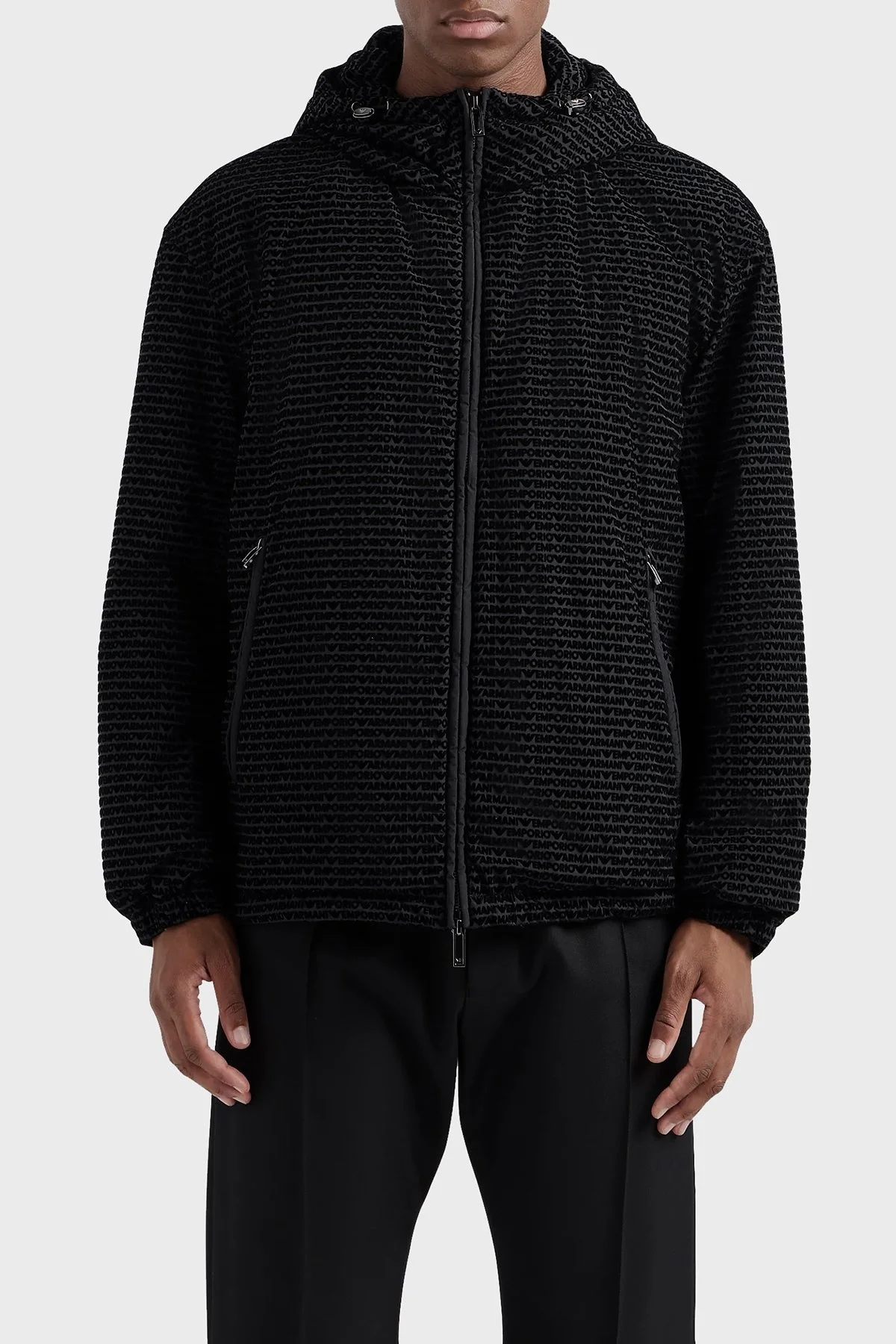 Emporio Armani Logolu Regular Fit Kapüşonlu Erkek Mont 3D1BA8 1NJXZ 0999 SİYAH - 1