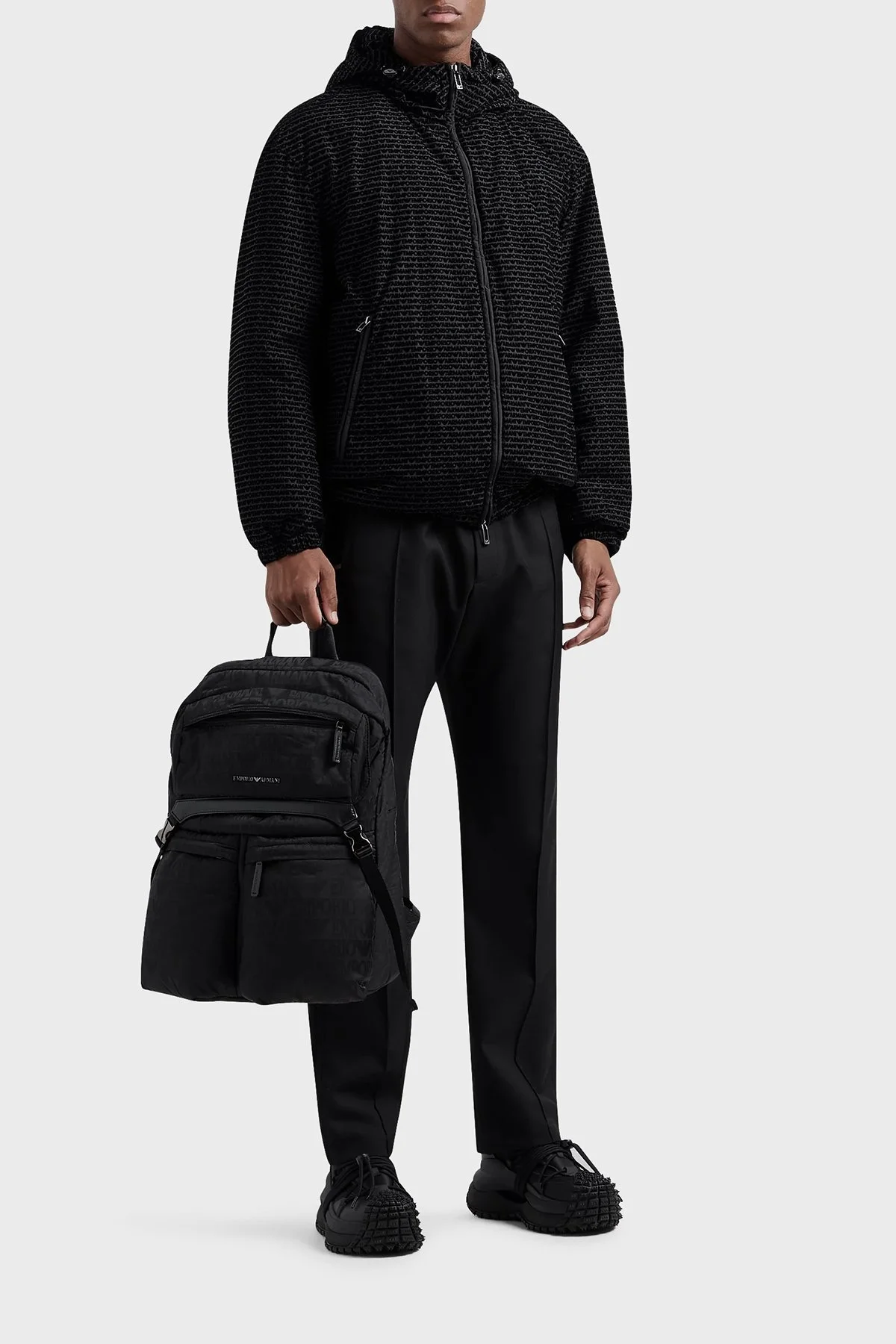 Emporio Armani Logolu Regular Fit Kapüşonlu Erkek Mont 3D1BA8 1NJXZ 0999 SİYAH - 3