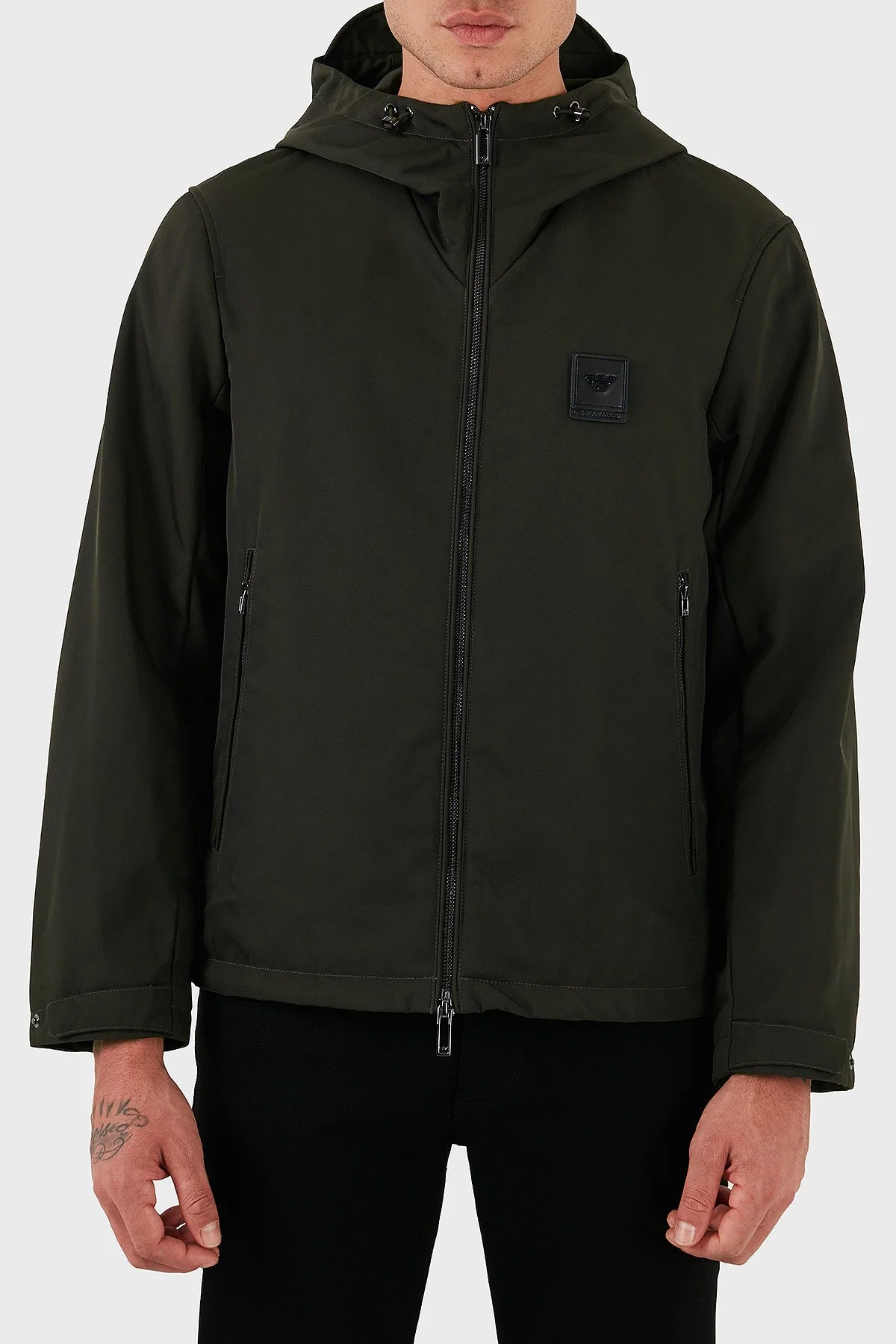 Emporio Armani Logolu Regular Fit Kapüşonlu Erkek Mont EM003417 AF18264 U8120 HAKİ - 1