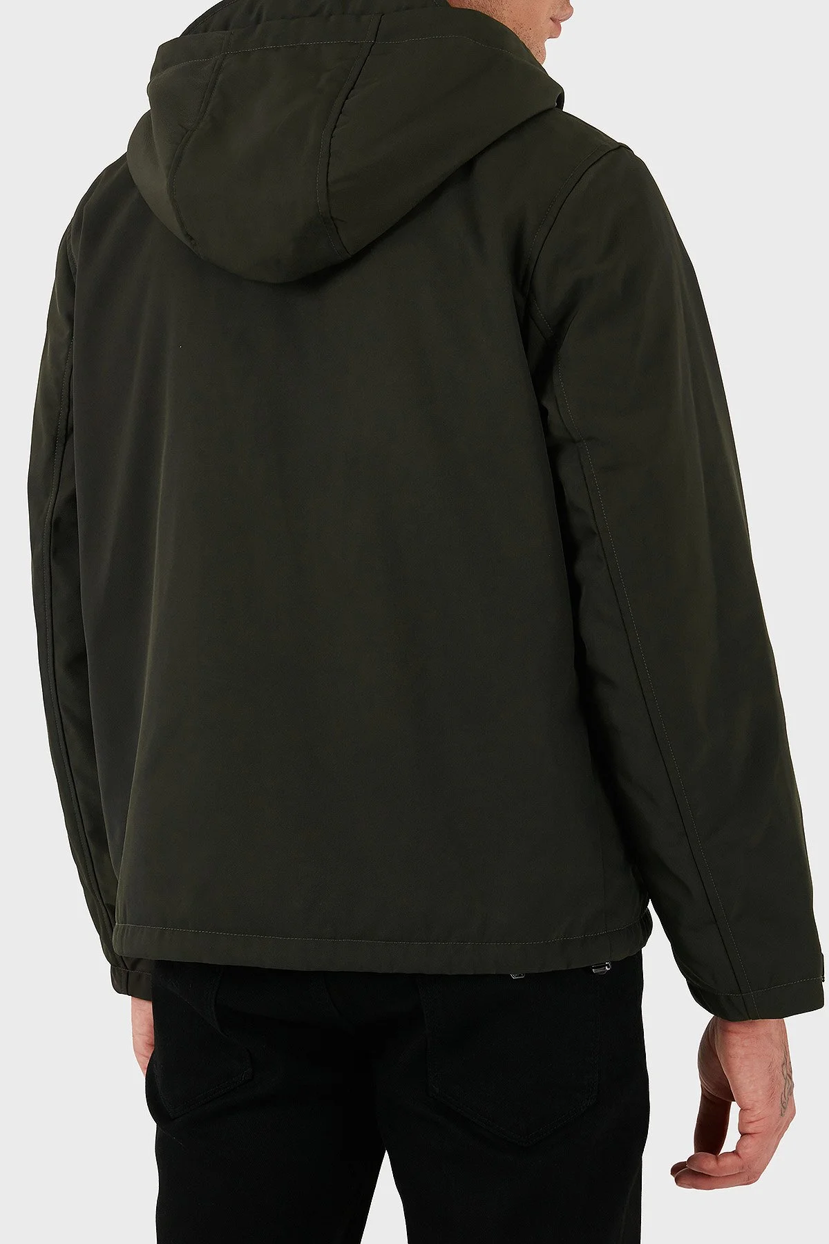 Emporio Armani Logolu Regular Fit Kapüşonlu Erkek Mont EM003417 AF18264 U8120 HAKİ - 3