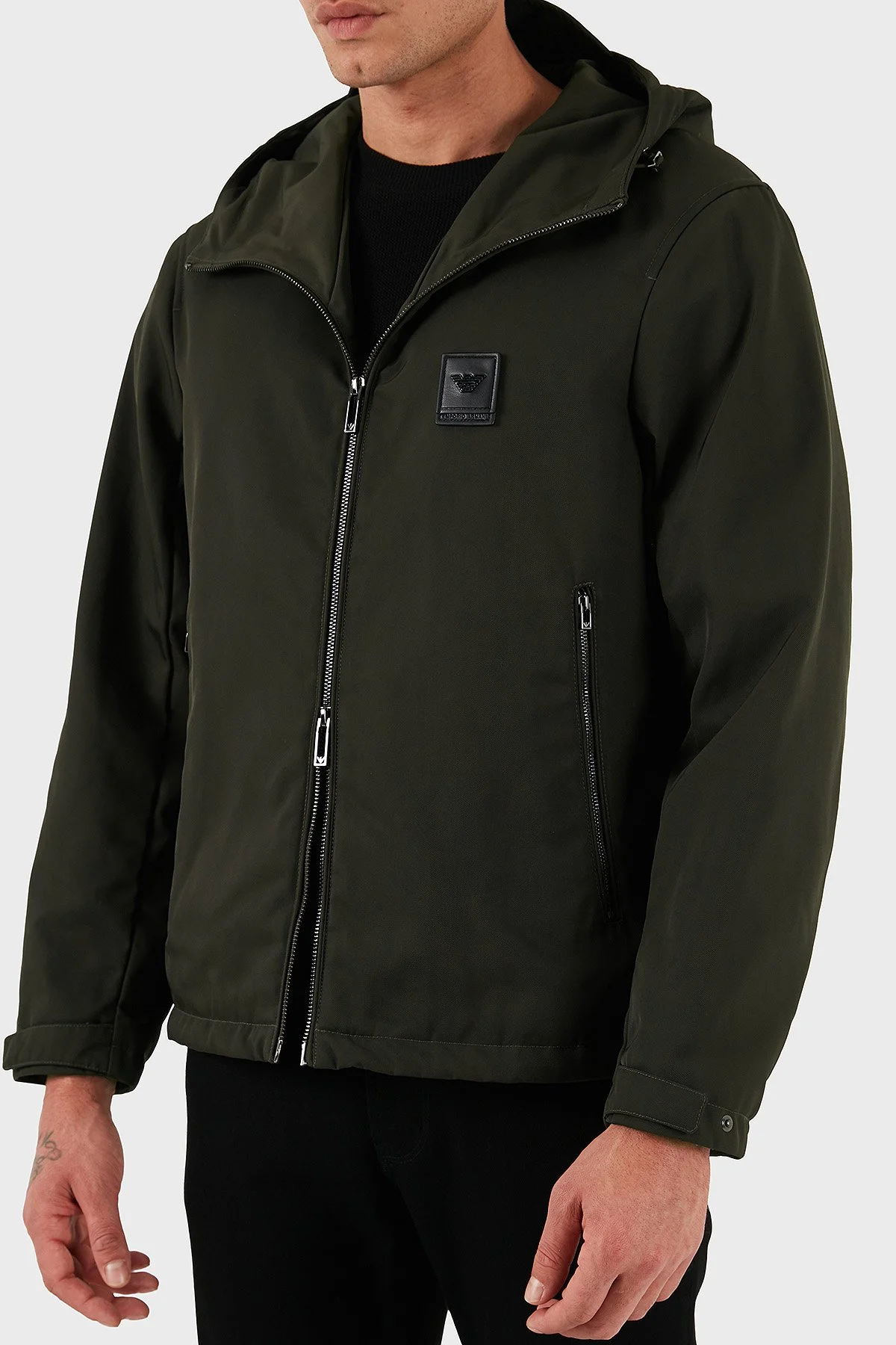 Emporio Armani Logolu Regular Fit Kapüşonlu Erkek Mont EM003417 AF18264 U8120 HAKİ - 4