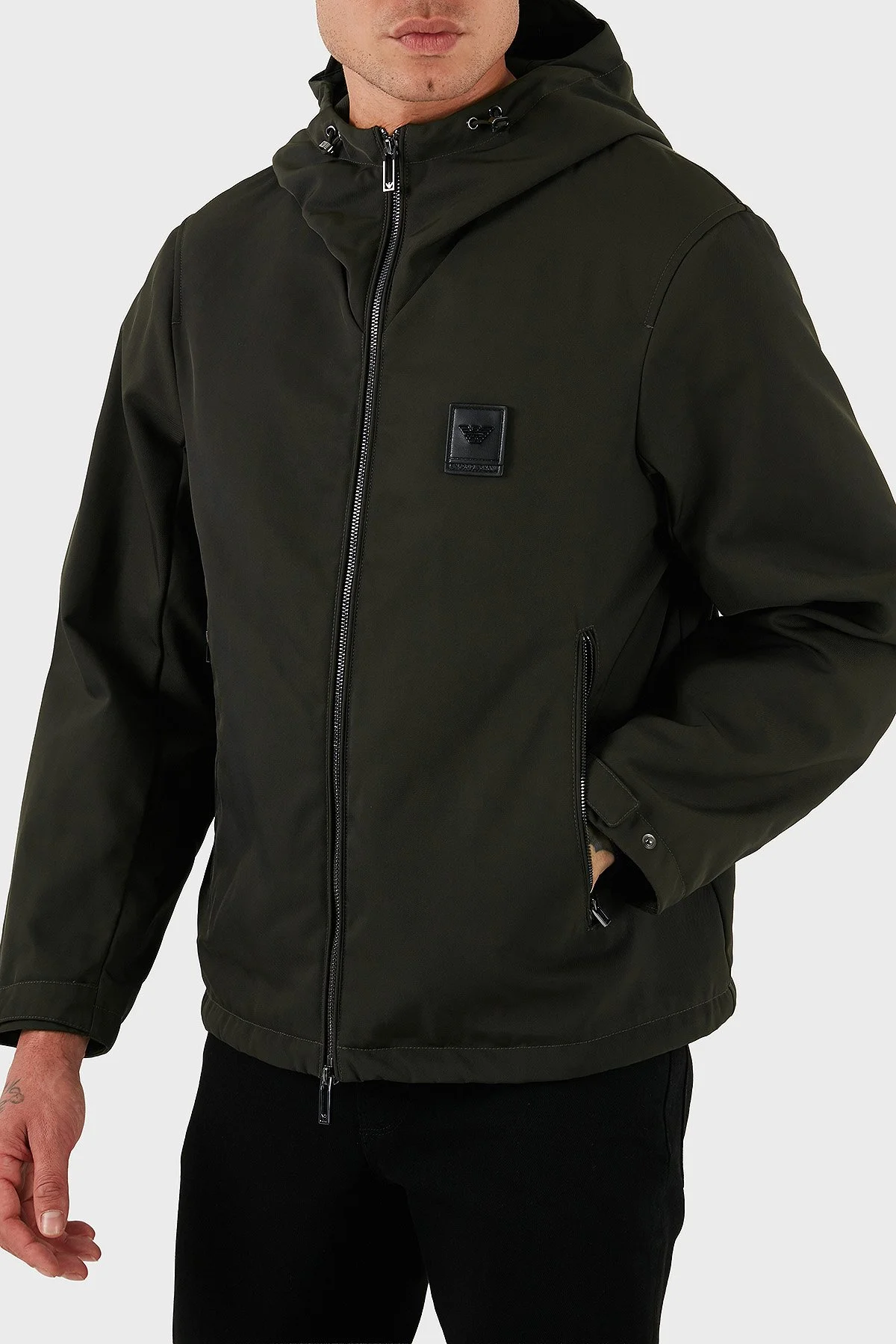Emporio Armani Logolu Regular Fit Kapüşonlu Erkek Mont EM003417 AF18264 U8120 HAKİ - 6